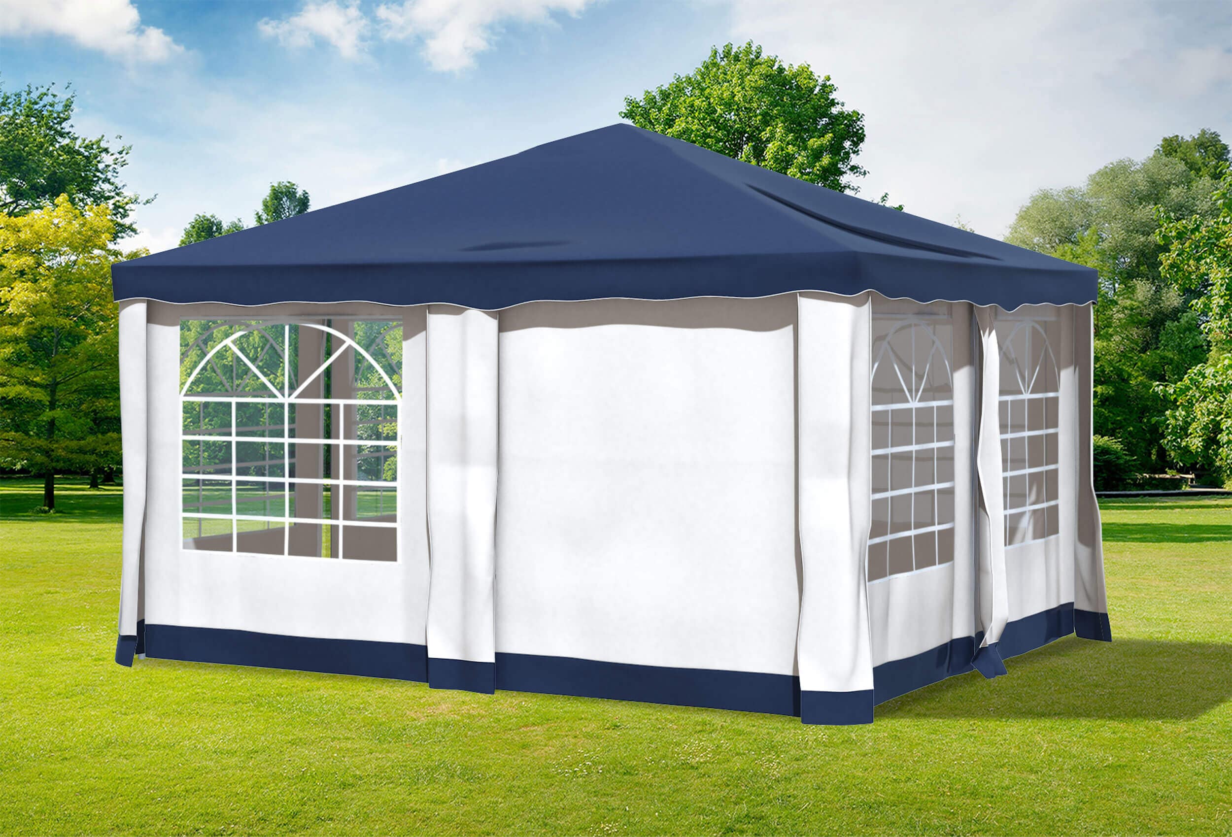 4x4 m Pavillon, Polyester PVC Deluxe blau