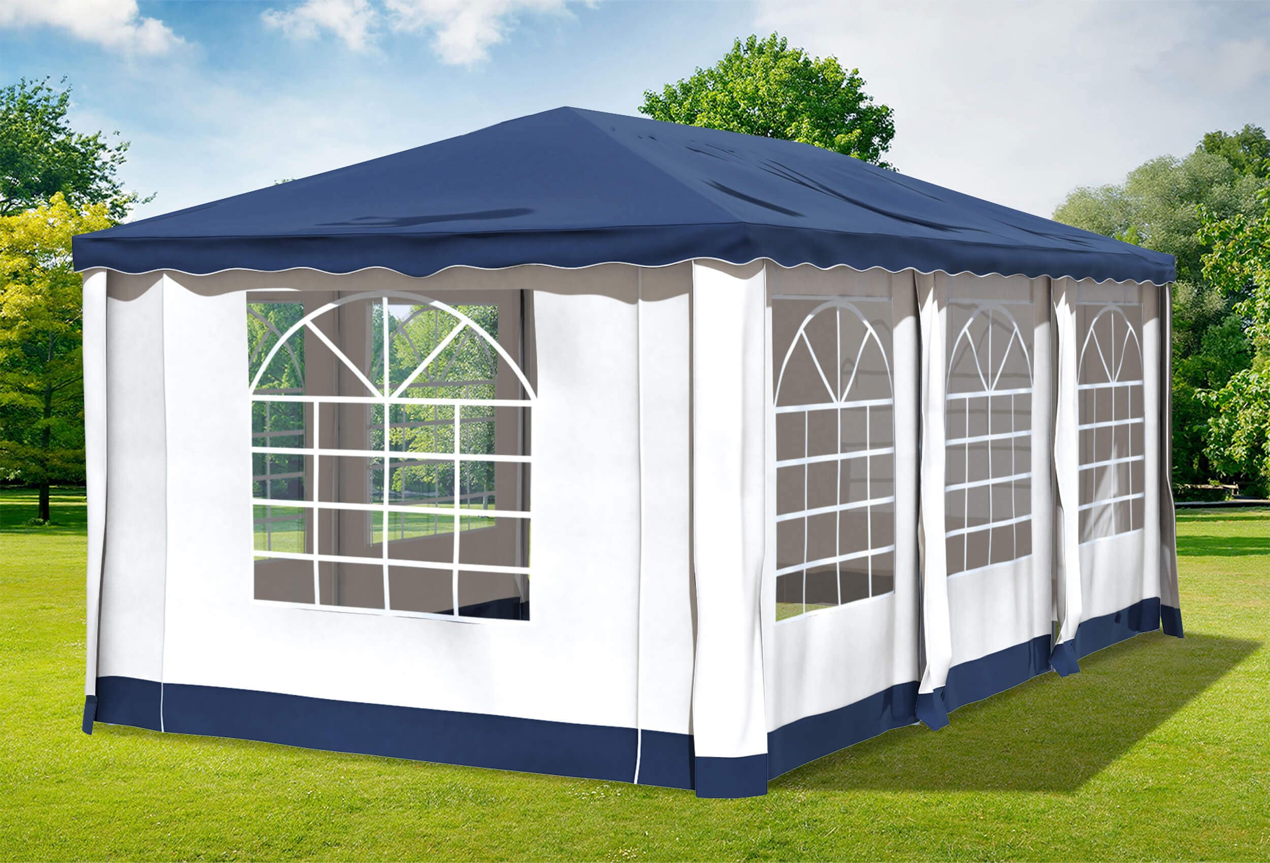 3x6 m Pavillon, Polyester PVC Deluxe blau