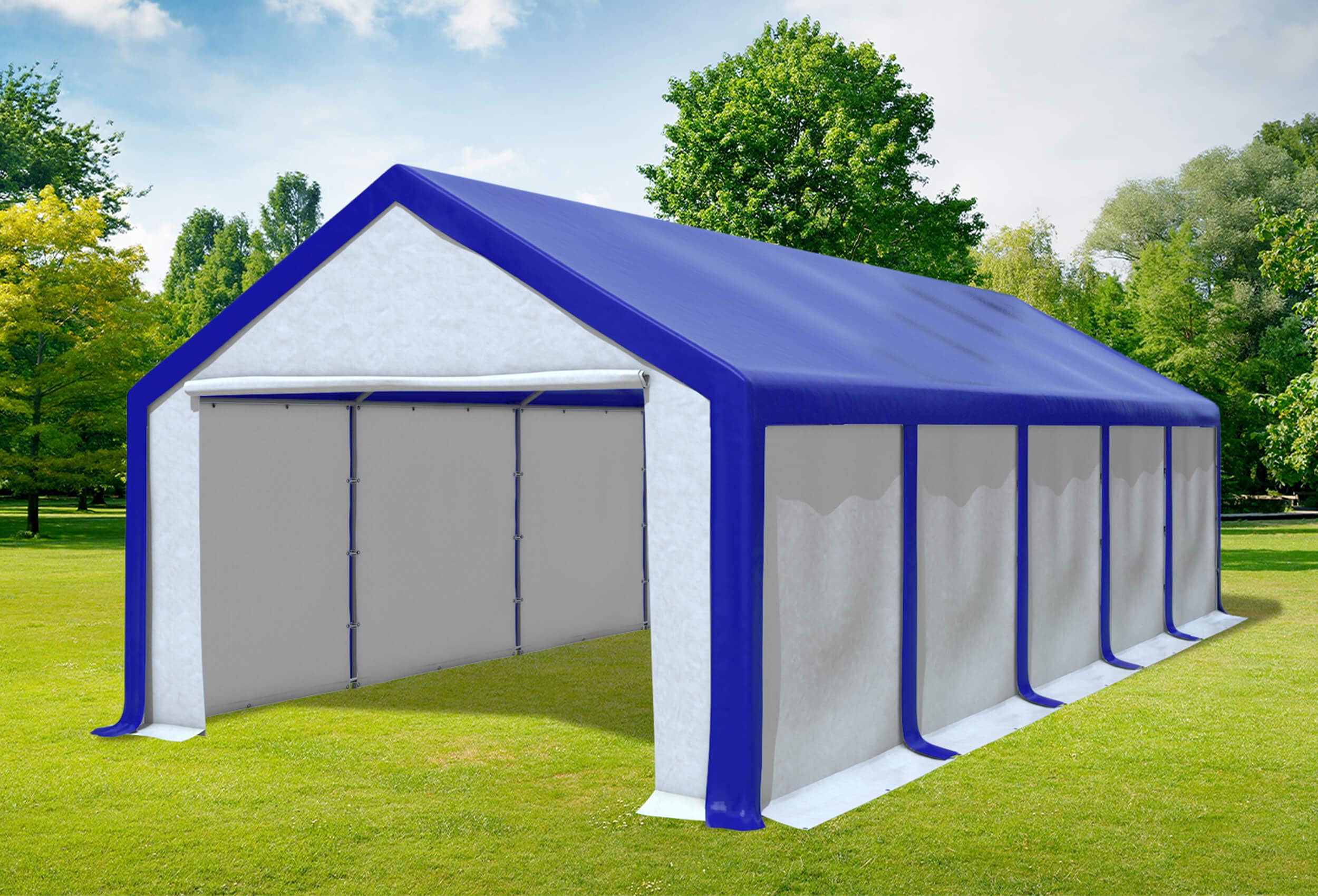 4x10 m Partyzelt, PVC blau weiß