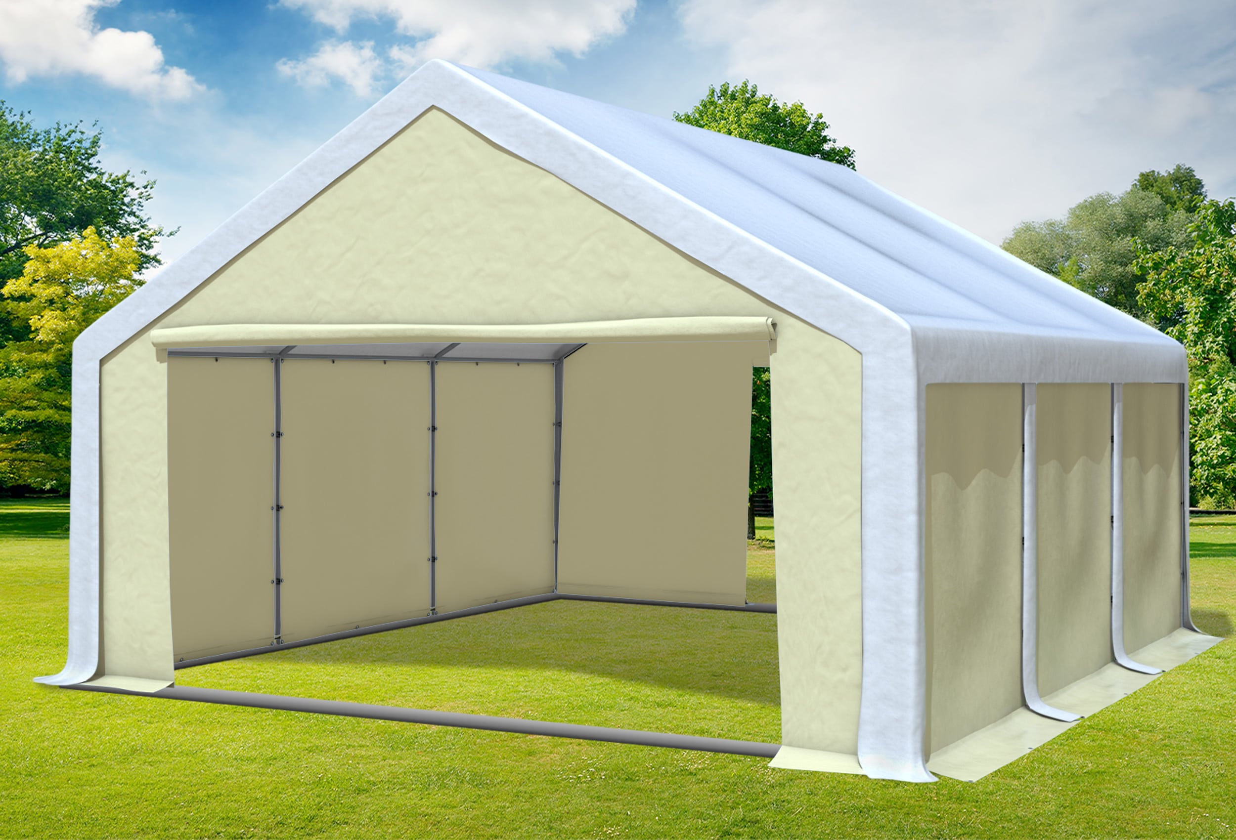 5x6 m Partyzelt, PVC weiß beige