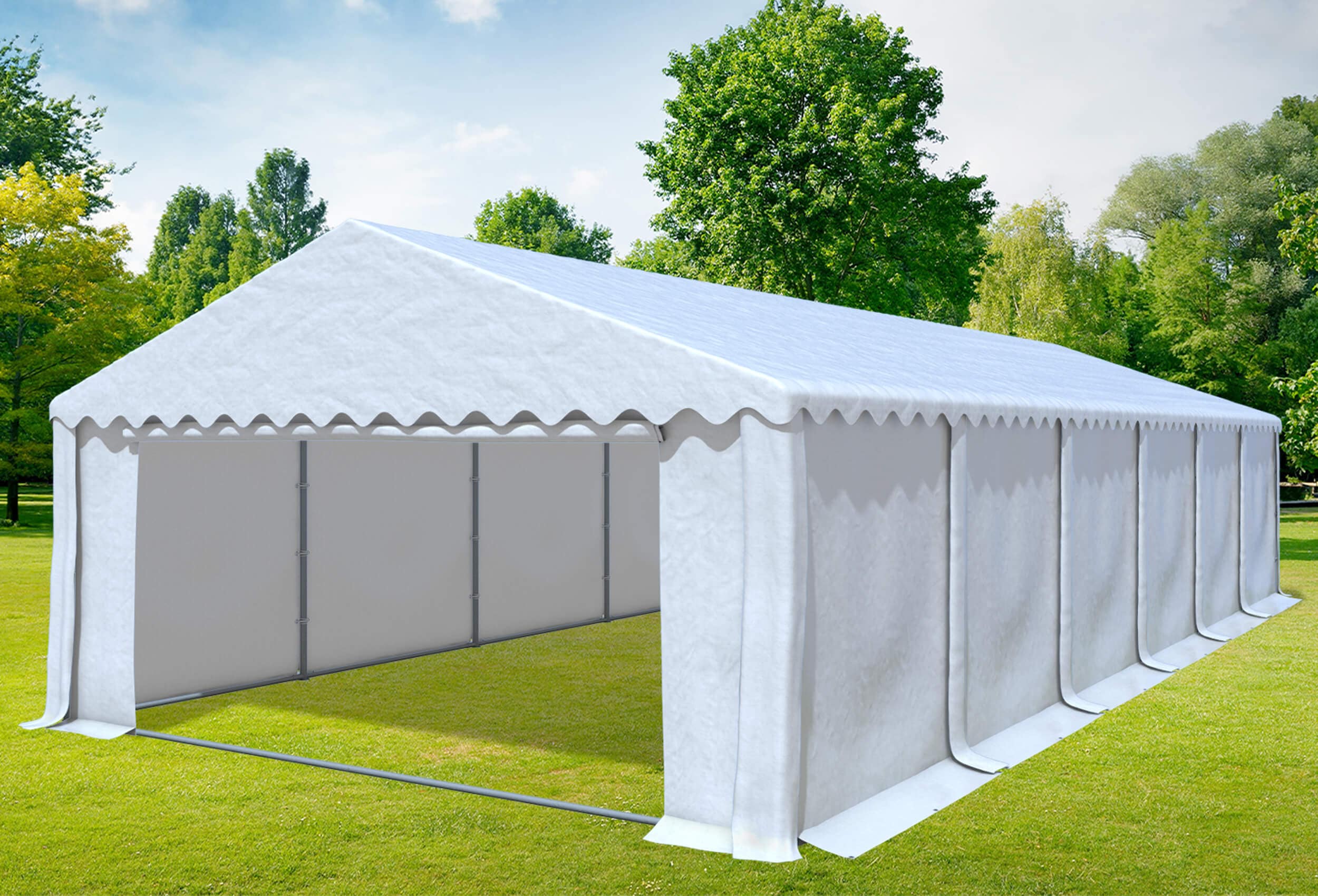 5x12 m Partyzelt, PVC weiß