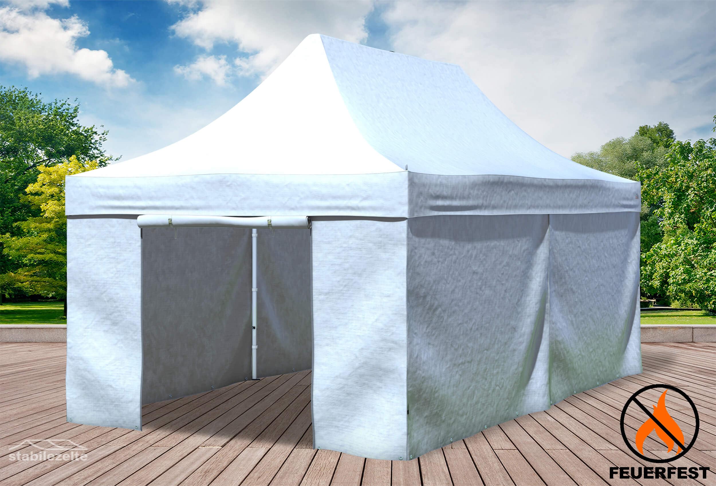 3x6 m Faltpavillon, PVC feuersicher weiß