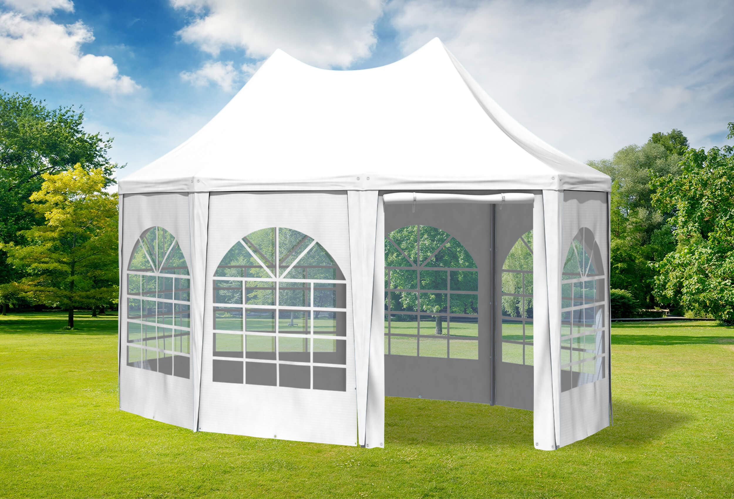 3x4,1 m Pavillon, PVC Arabica weiß