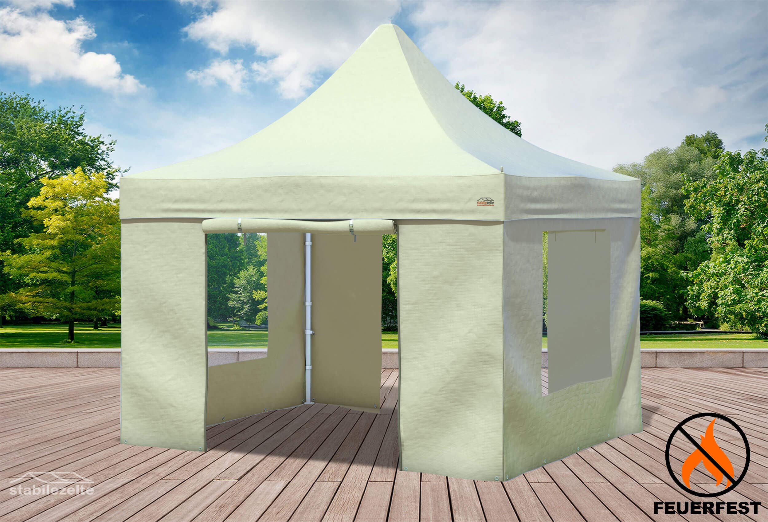 3x3 m Faltpavillon, PVC feuersicher beige