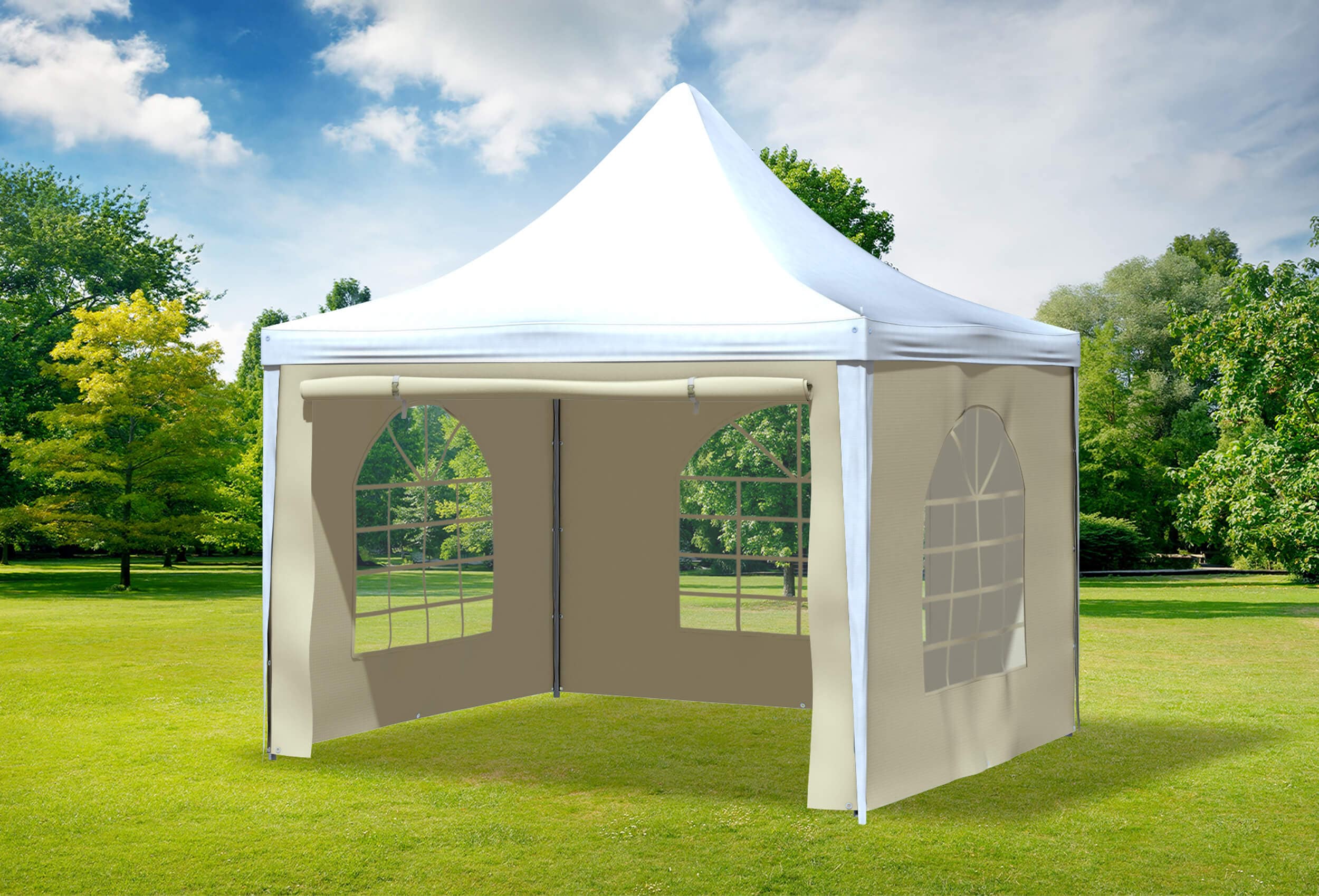 3x3 m Pavillon, PVC Arabica weiß beige