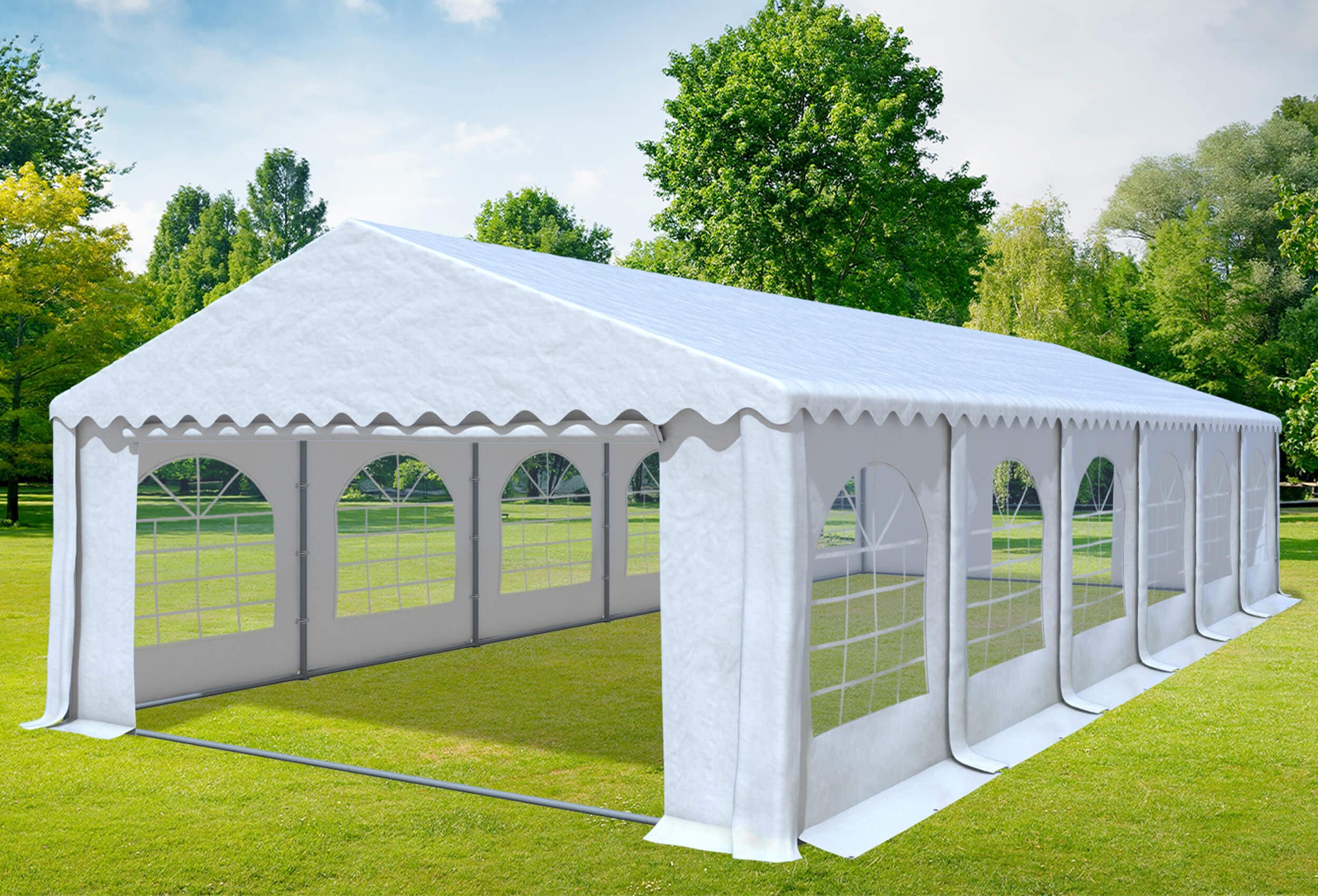 5x12 m Partyzelt, PVC weiß