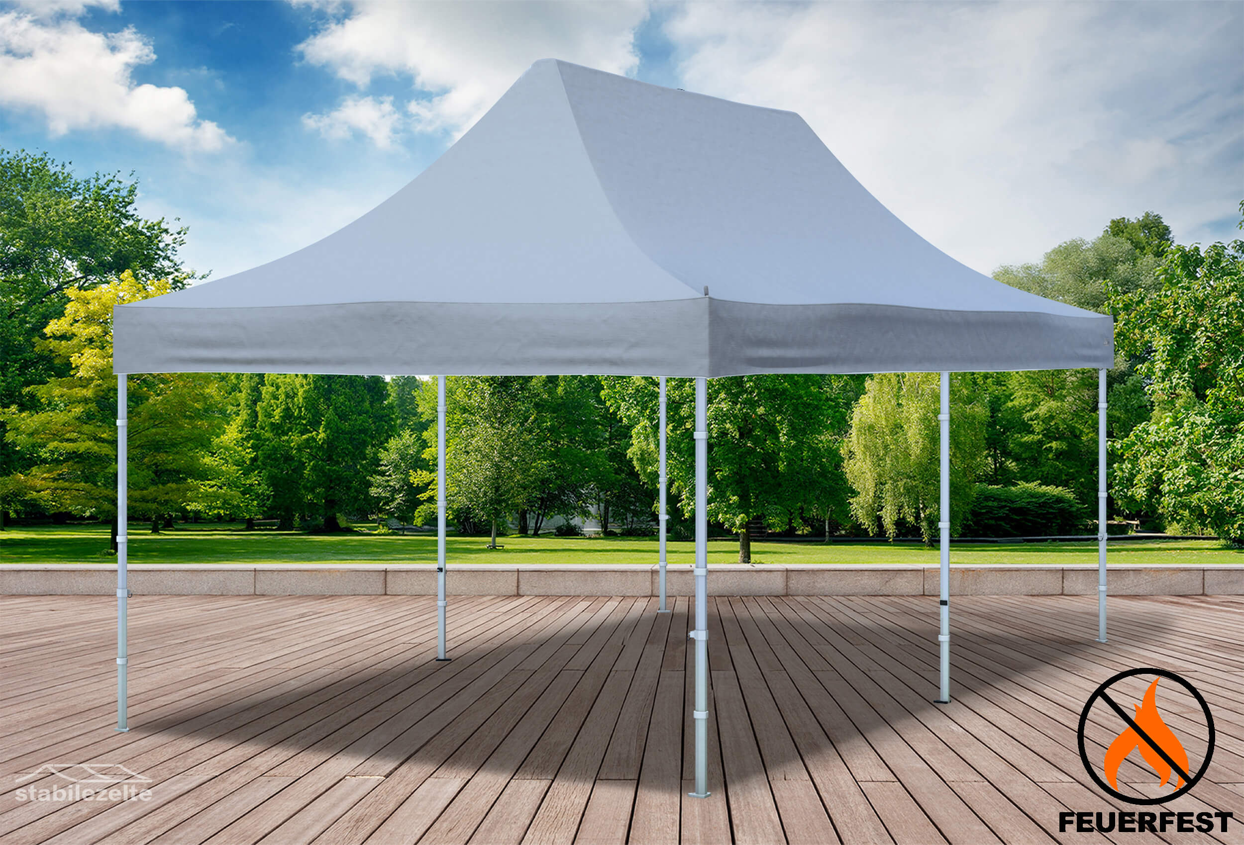 3x6 m Faltpavillon, PVC feuersicher grau