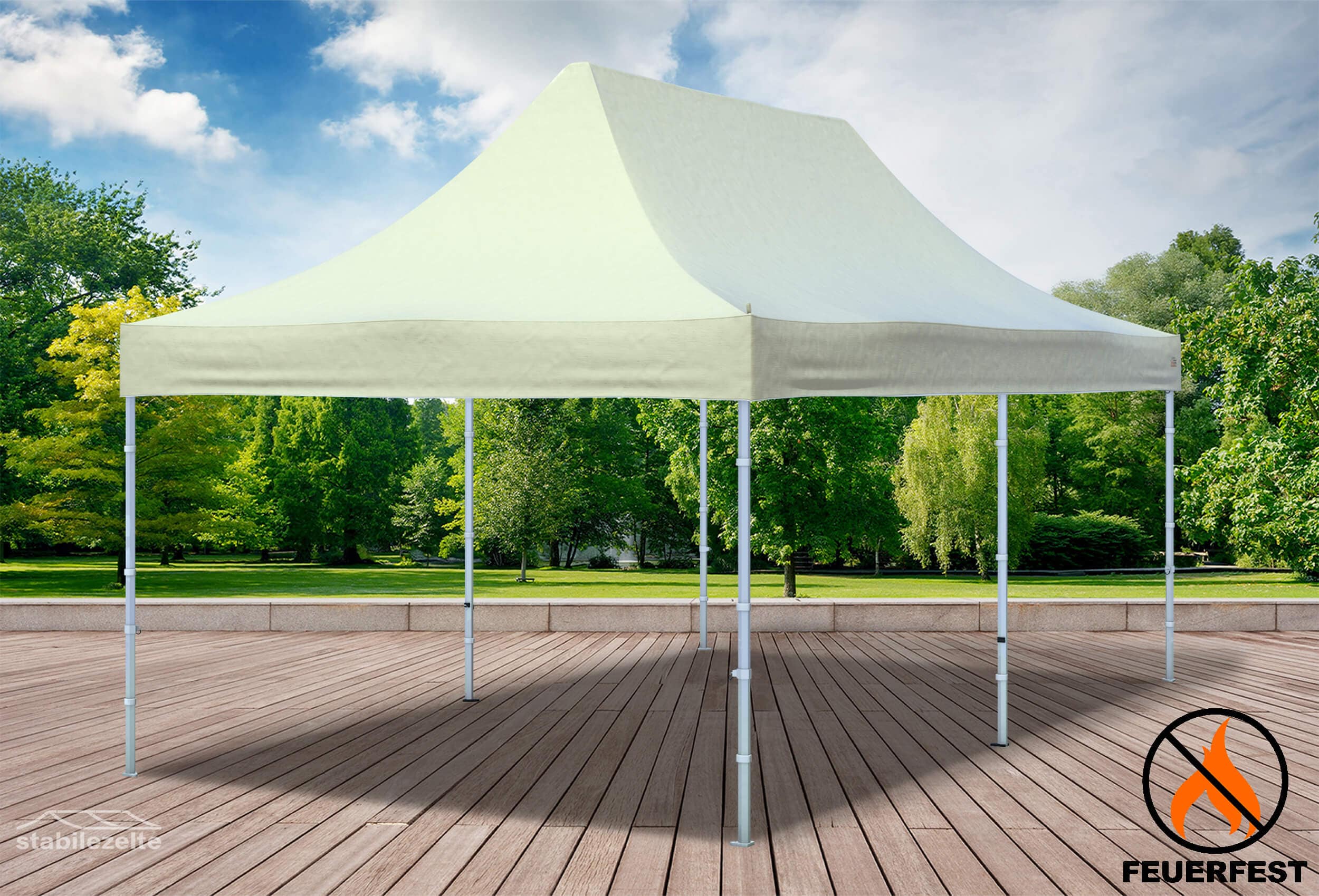 3x6 m Faltpavillon, PVC feuersicher beige