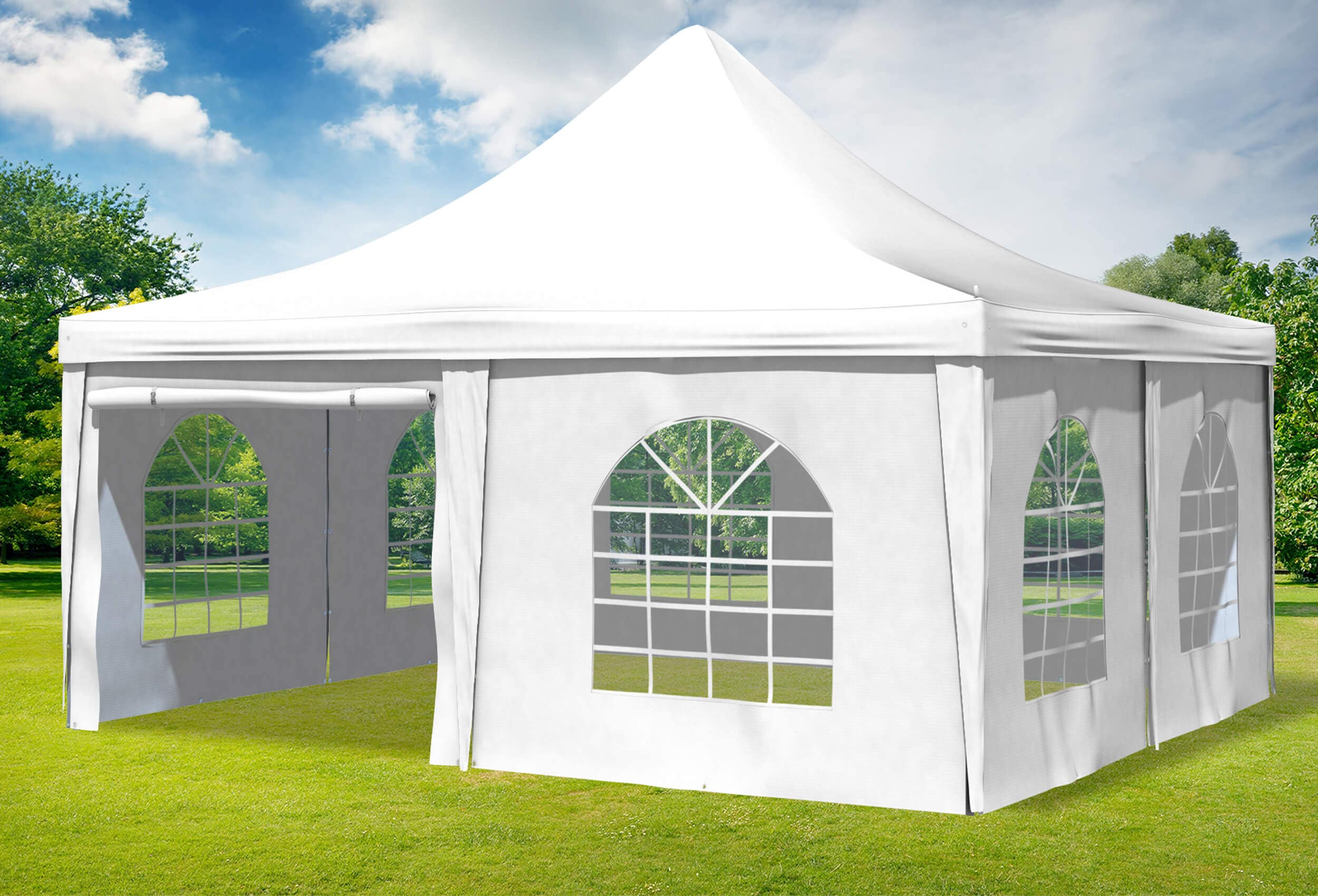 5x5 m Pavillon, PVC Arabica weiß