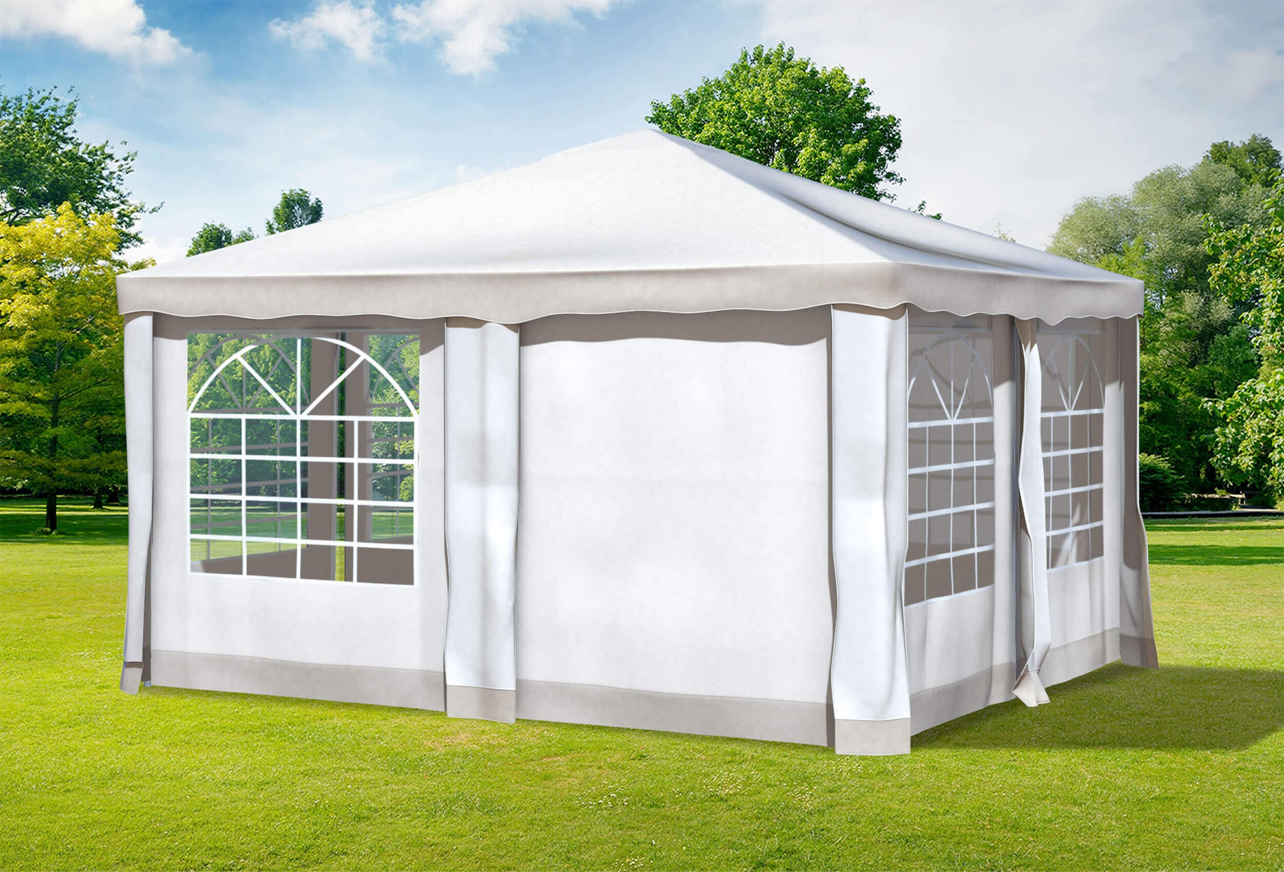 4x4 m Pavillon, Polyester PVC Deluxe braun