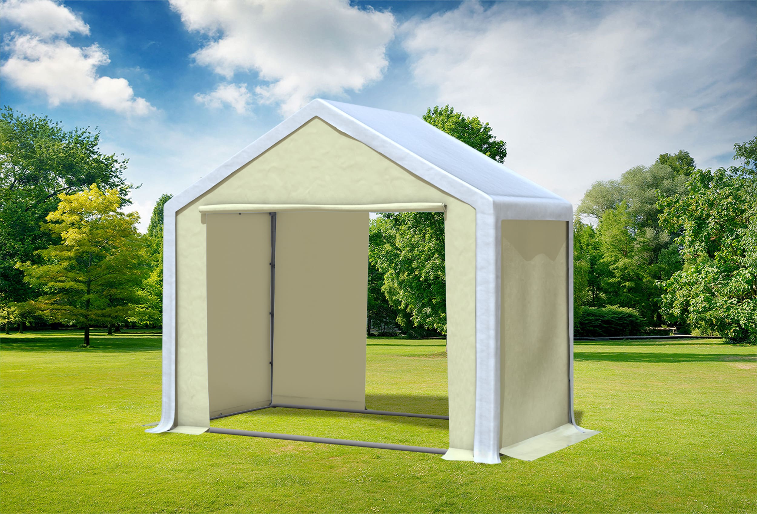 3x2 m Partyzelt, PVC weiß beige