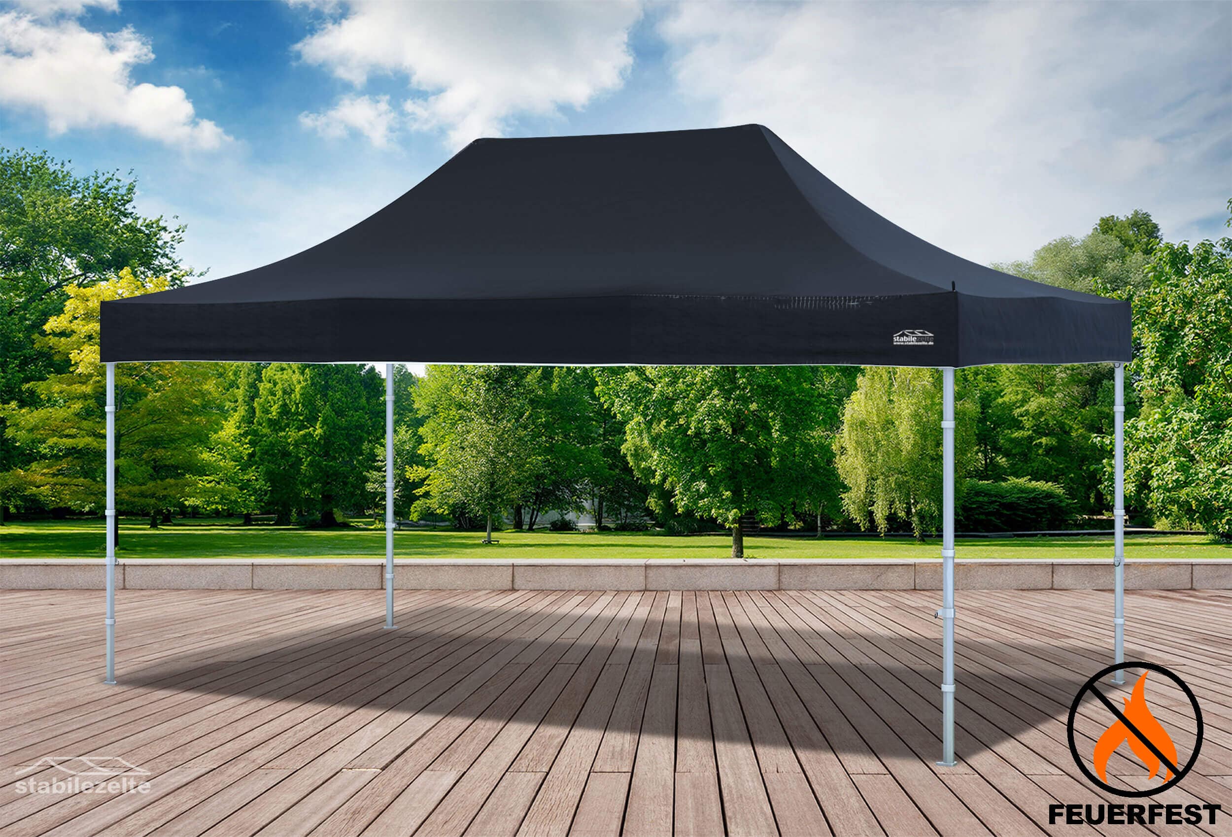 3x4,5 m Faltpavillon, PVC feuersicher schwarz