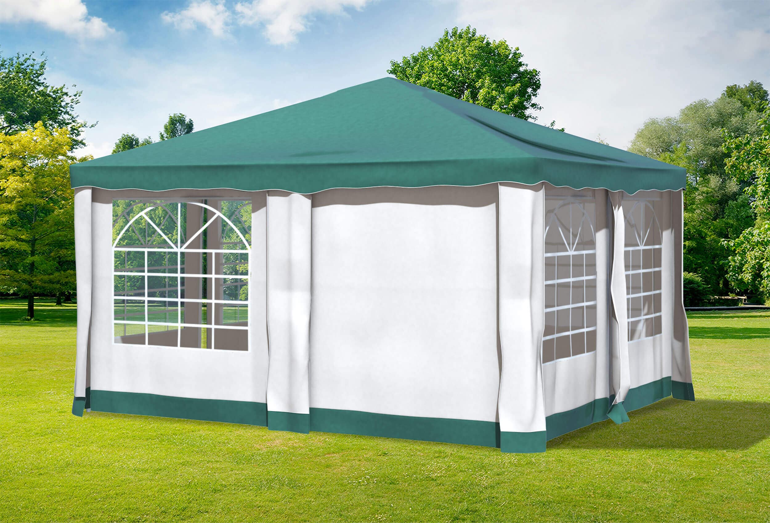 4x4 m Pavillon, Polyester PVC Deluxe grün