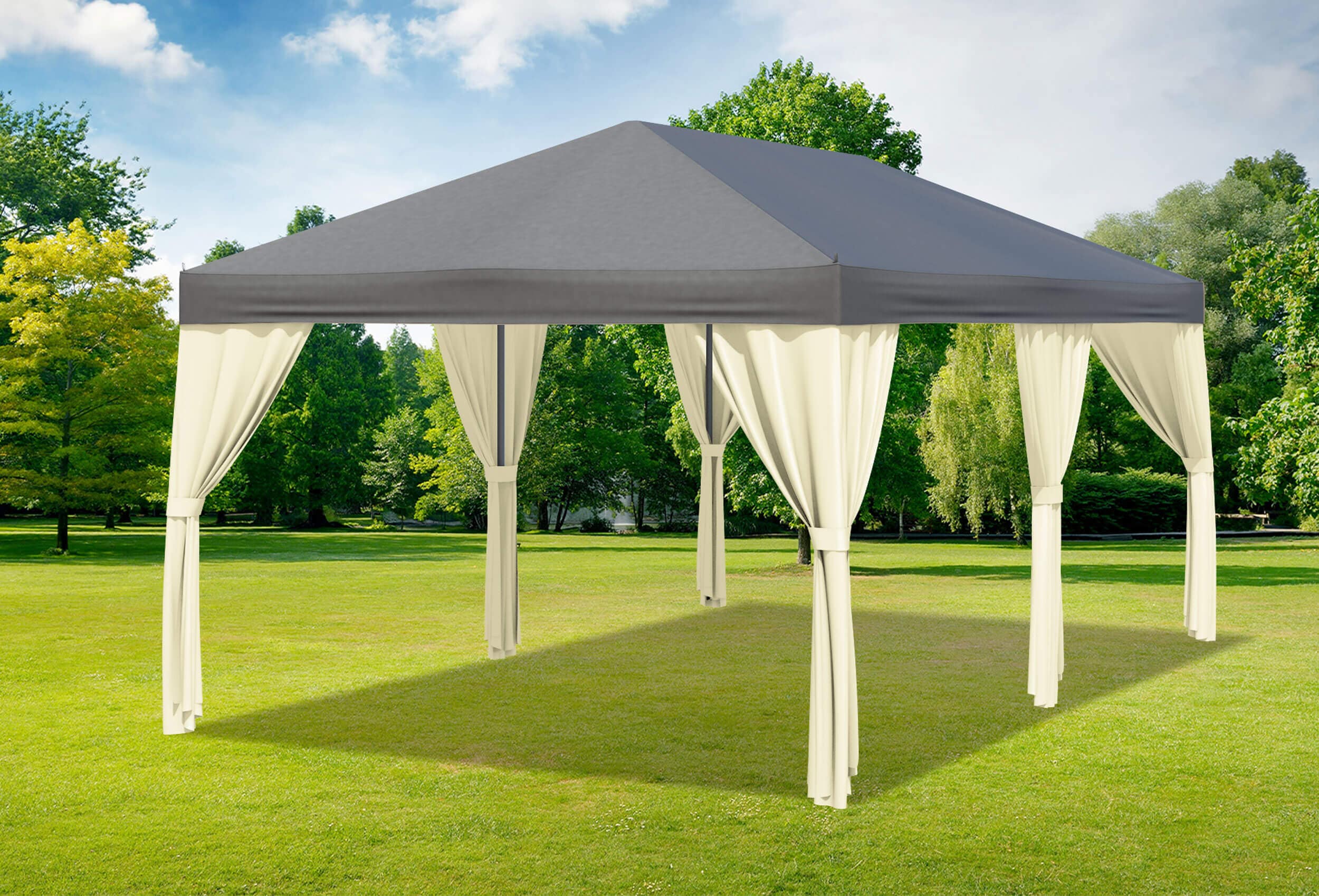 3x6 m Pavillon, Polyester PVC Sahara anthrazit