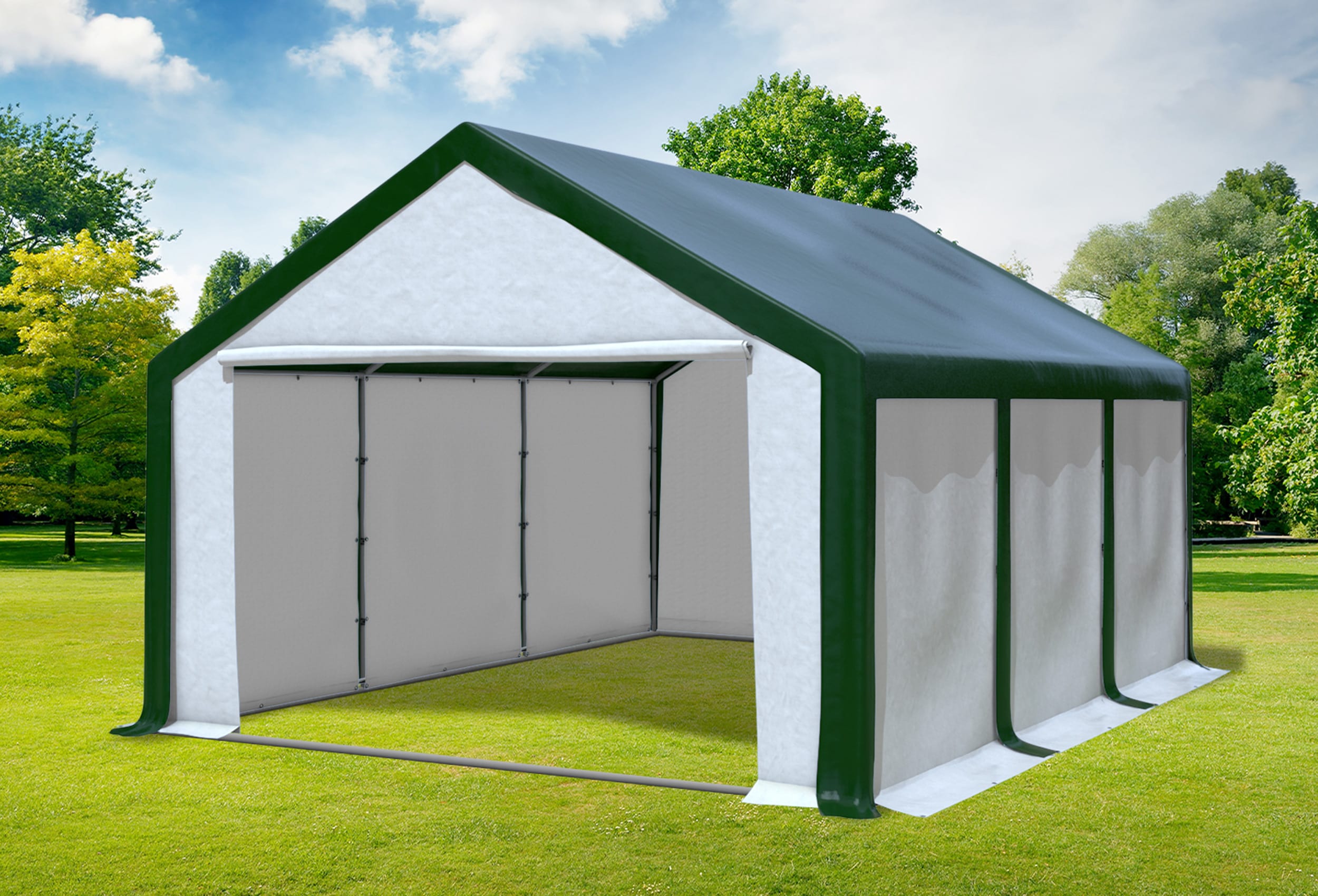 4x6 m Partyzelt, PVC grün weiß