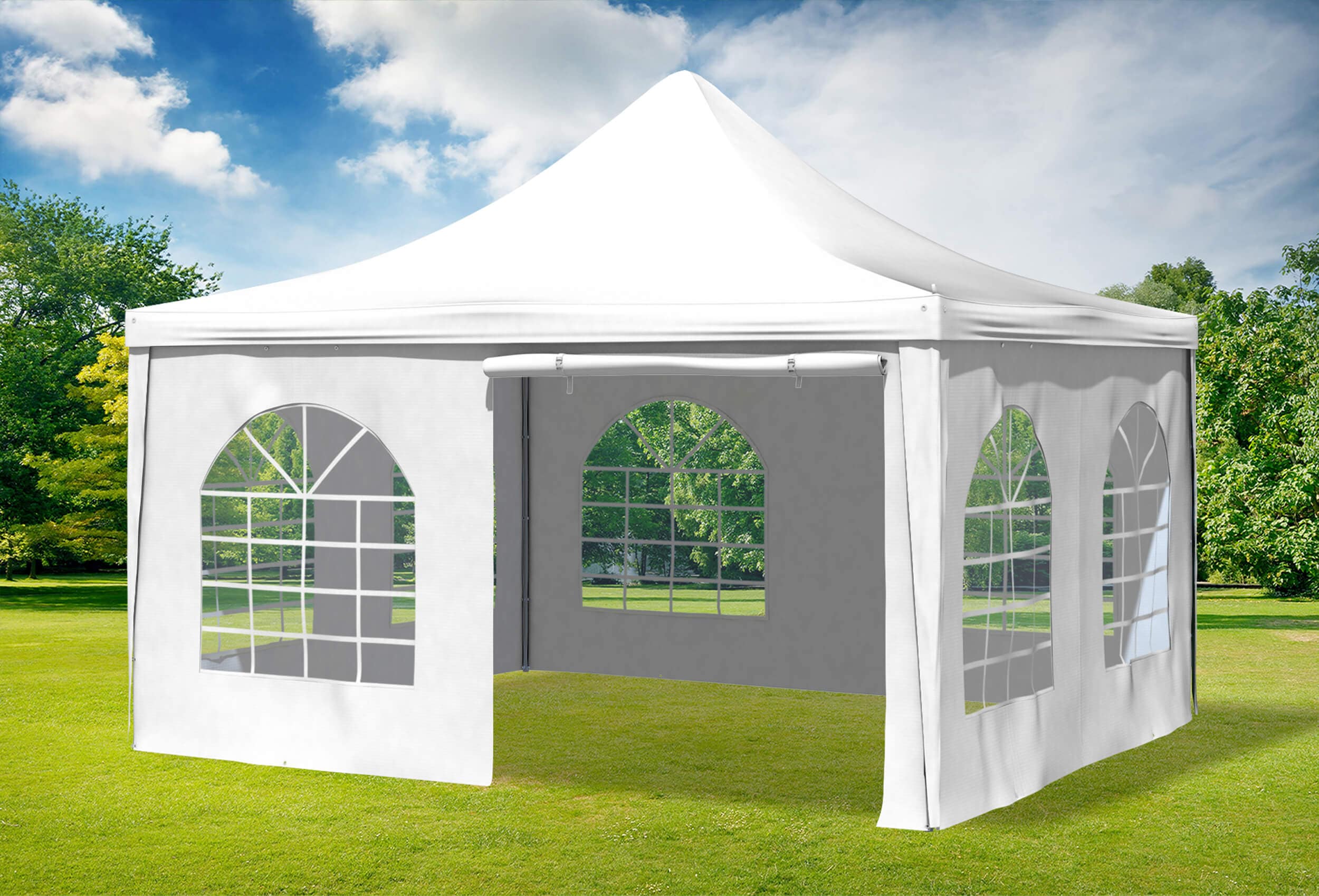 4x4 m Pavillon, PVC Arabica weiß