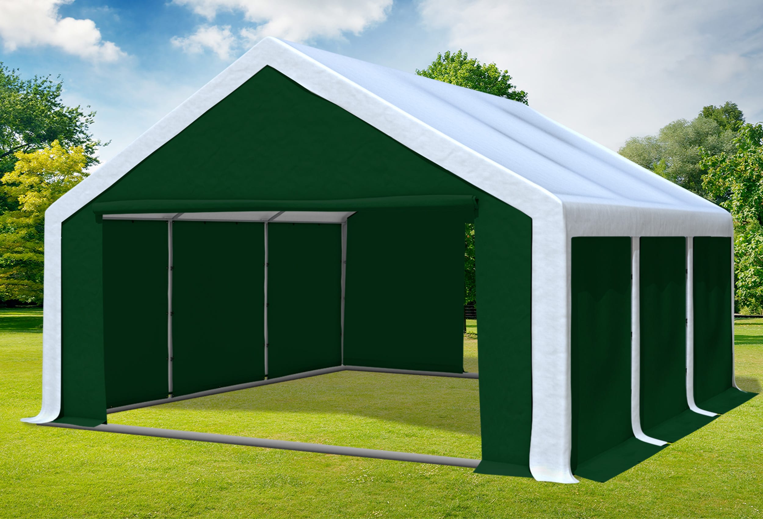 5x6 m Partyzelt, PVC weiß grün