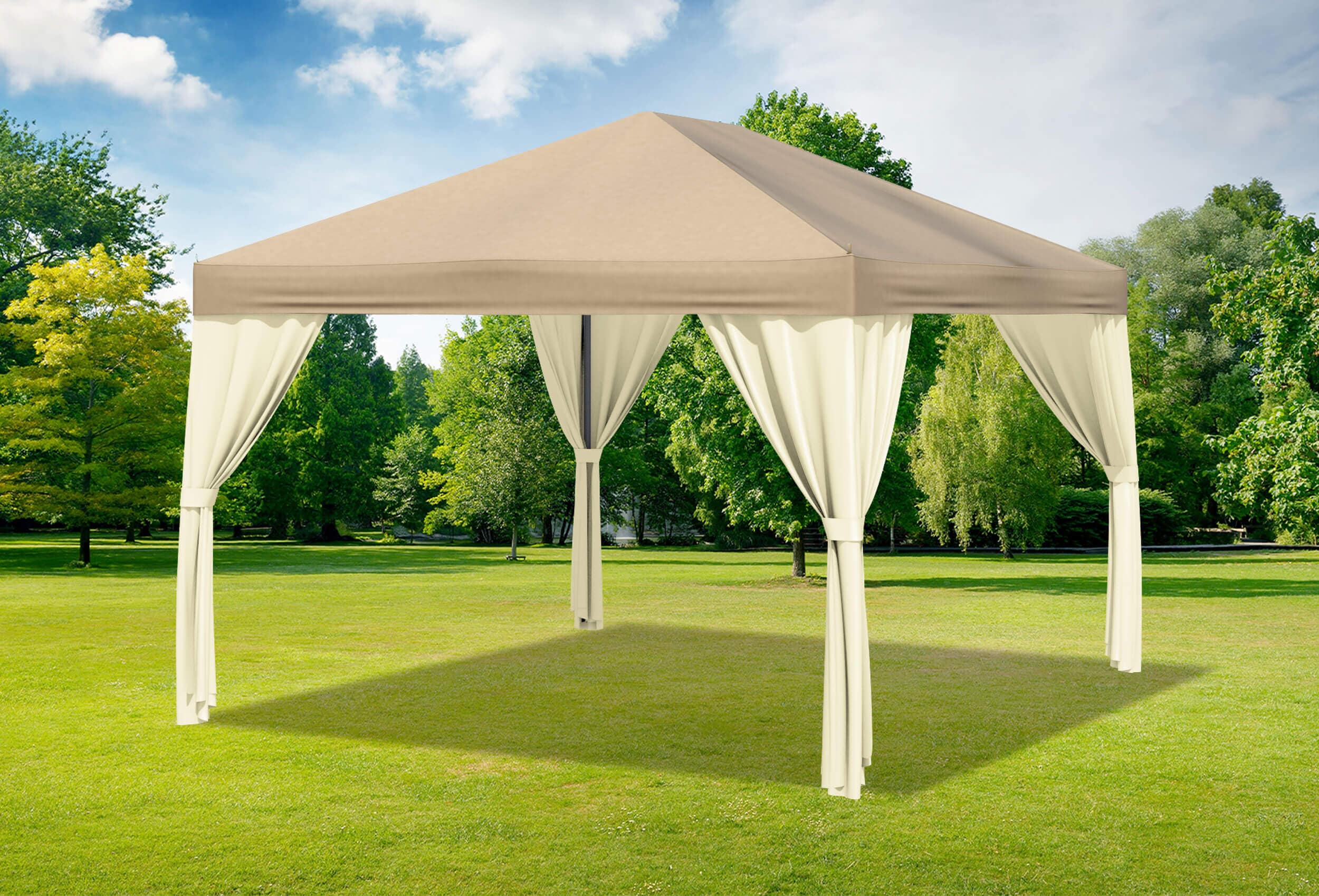 3x4 m Pavillon, Polyester PVC Sahara braun