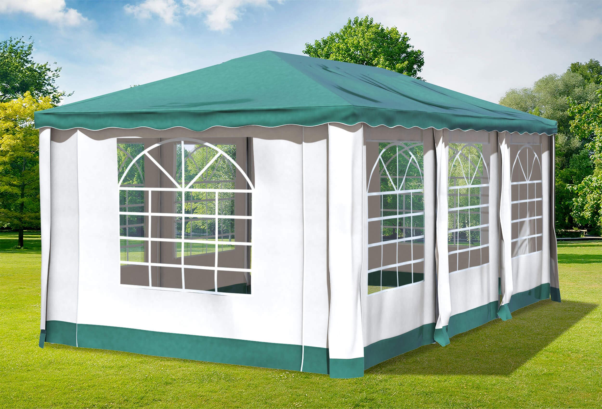 3x6 m Pavillon, Polyester PVC Deluxe grün