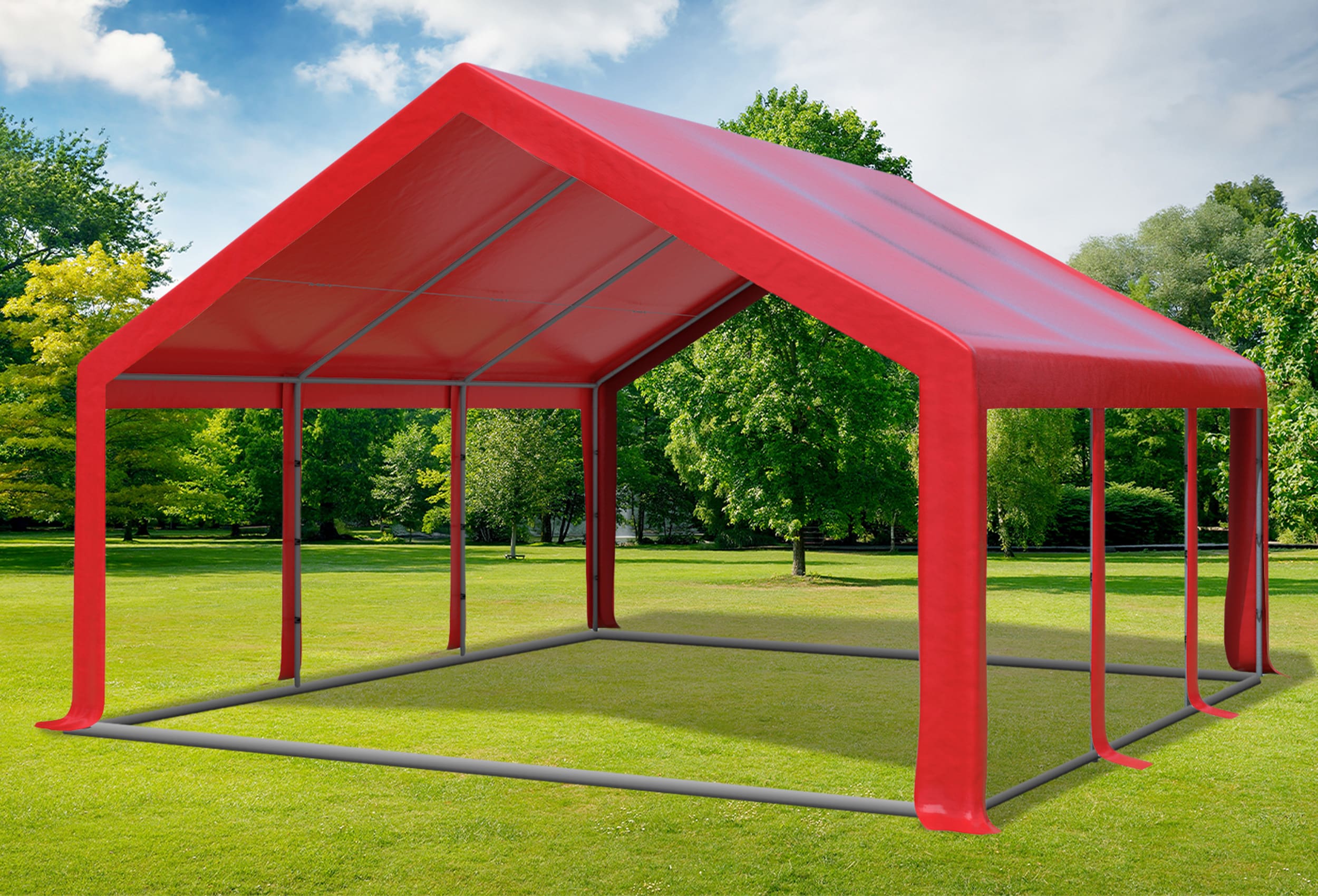 5x6 m Partyzelt, PVC rot