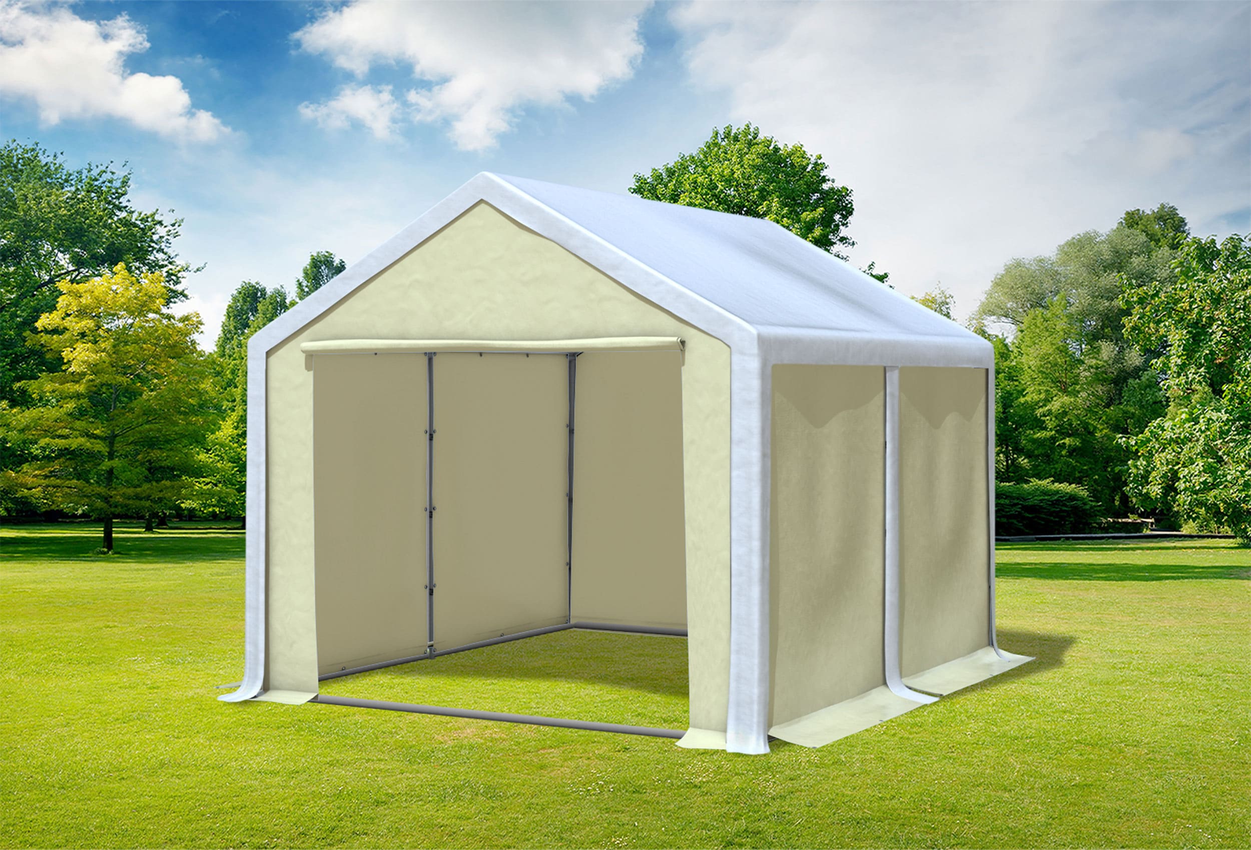 3x4 m Partyzelt, PVC weiß beige