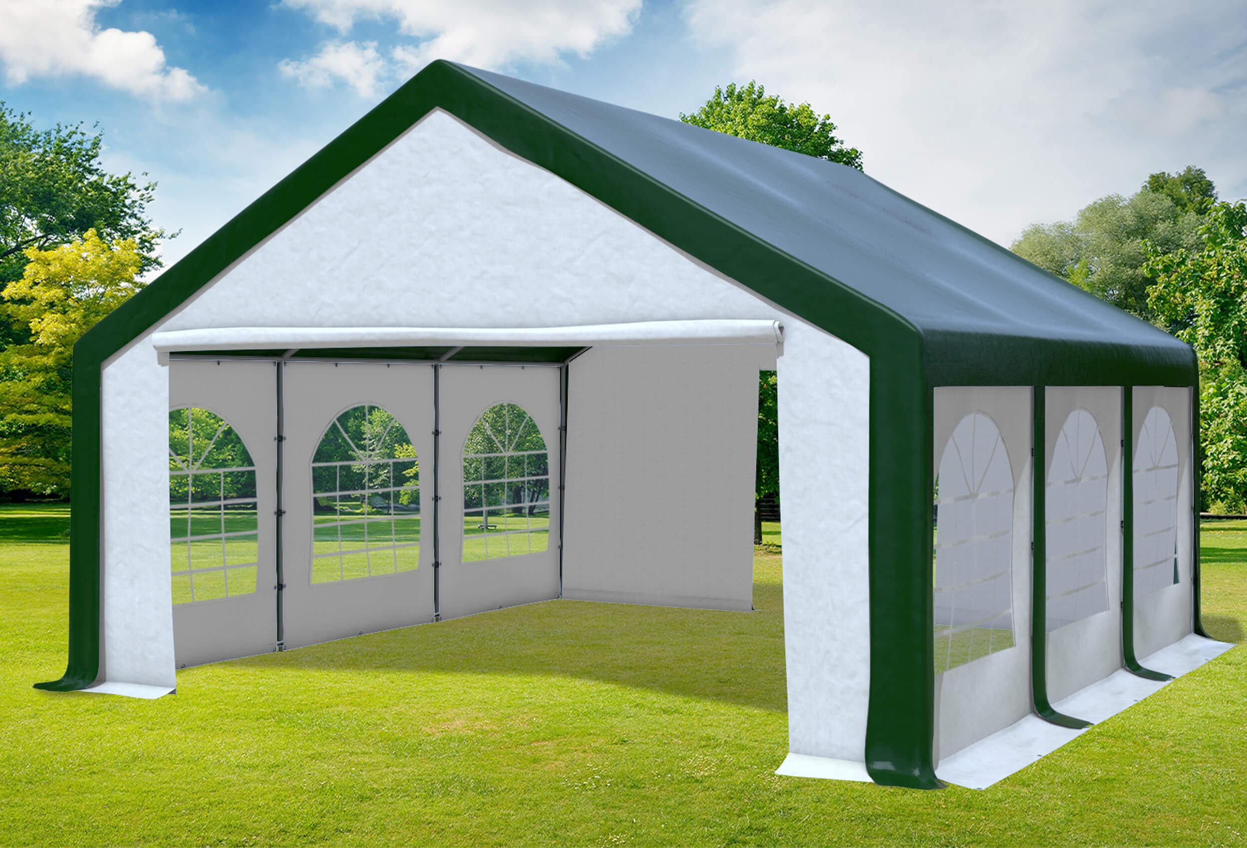 5x6 m Partyzelt, PVC grün weiß