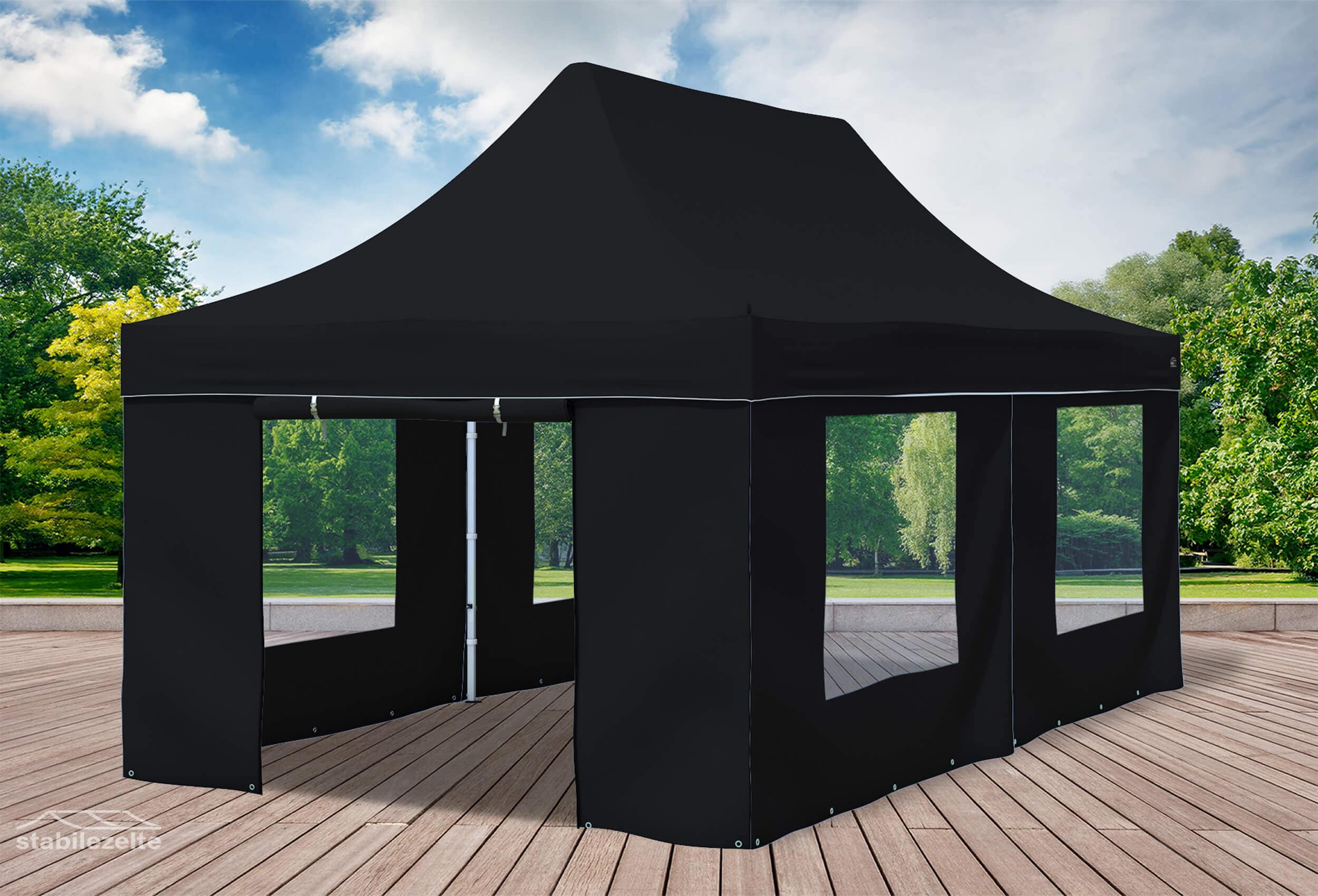 3x6 m Faltpavillon, schwarz