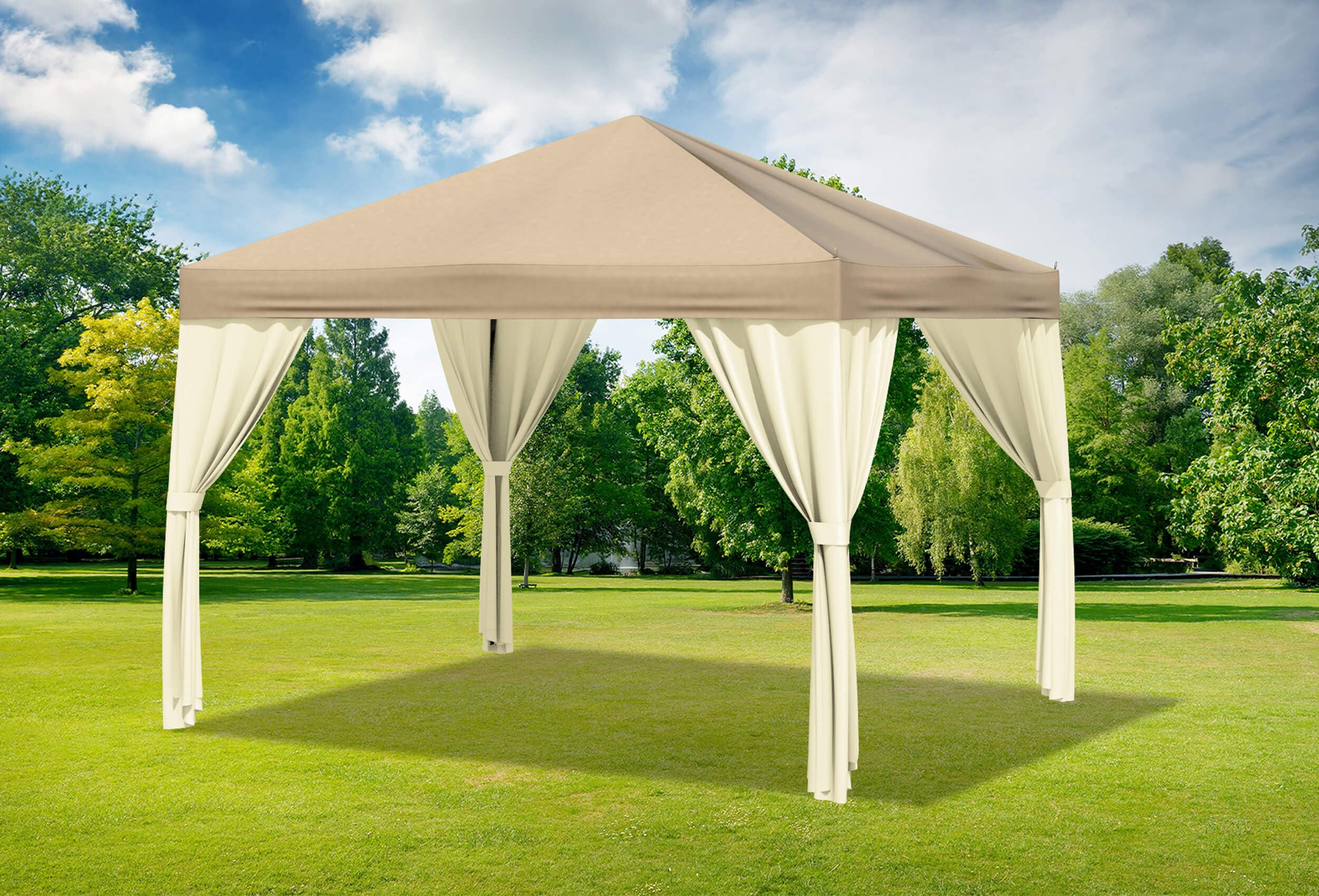 3x3 m Pavillon, Polyester PVC Sahara braun