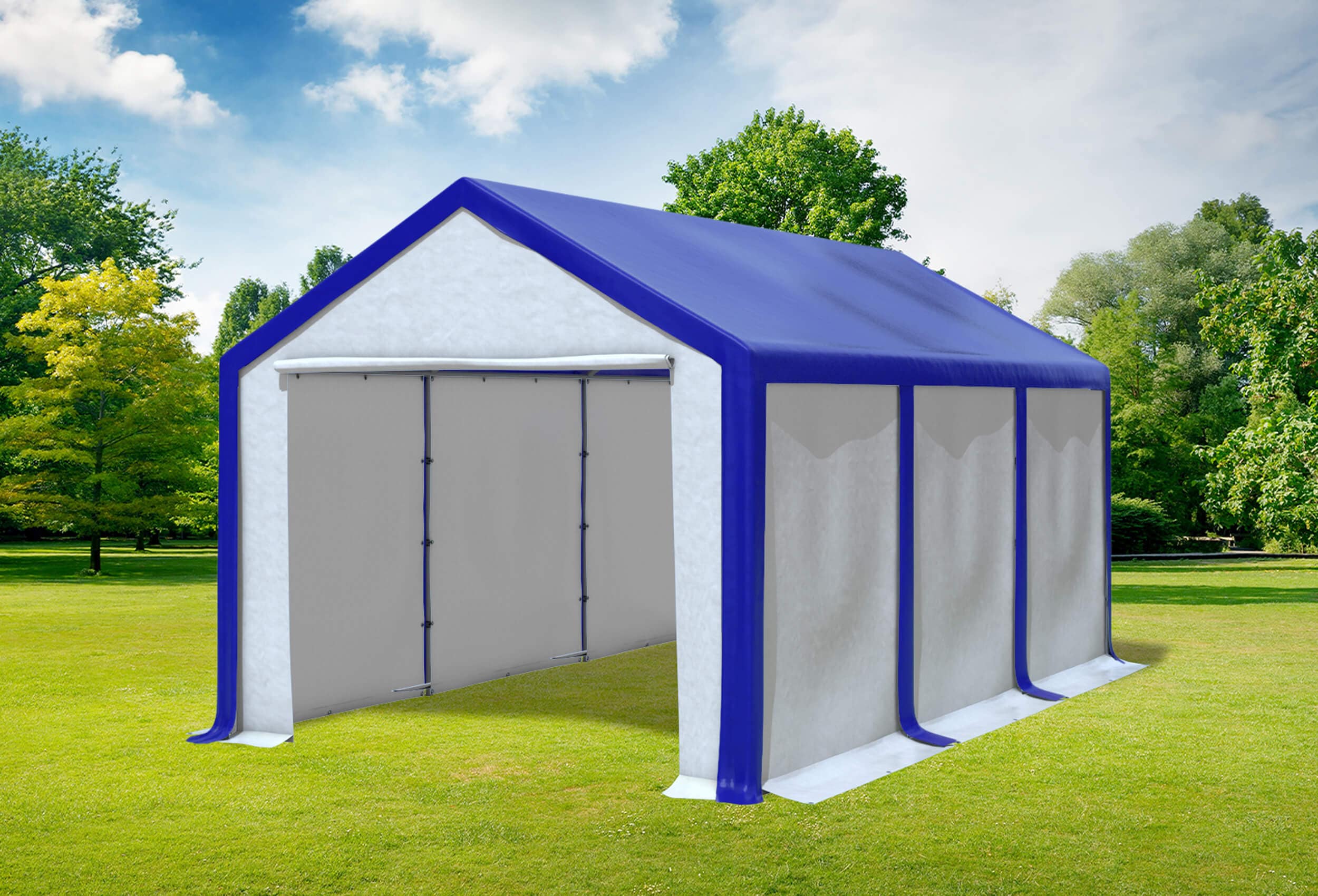 3x6 m Partyzelt, PVC blau weiß