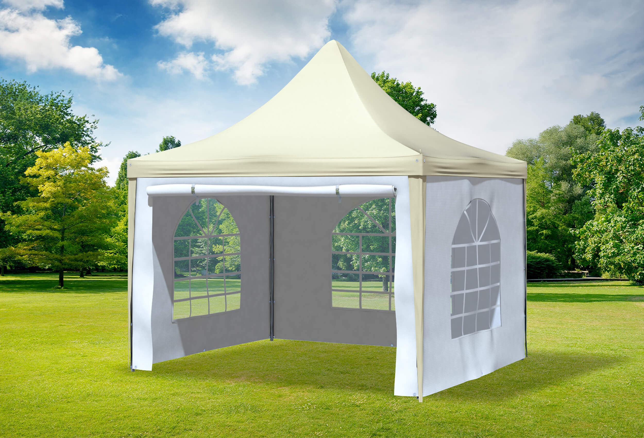 3x3 m Pavillon, PVC Arabica beige weiß