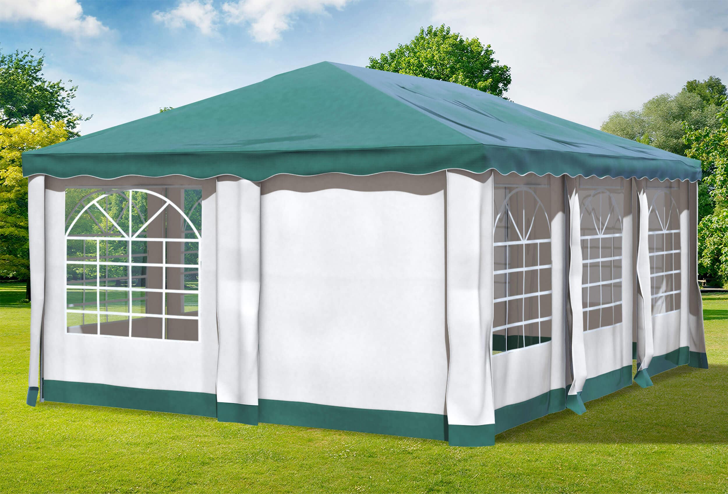 4x6 m Pavillon, Premium PVC Deluxe grün