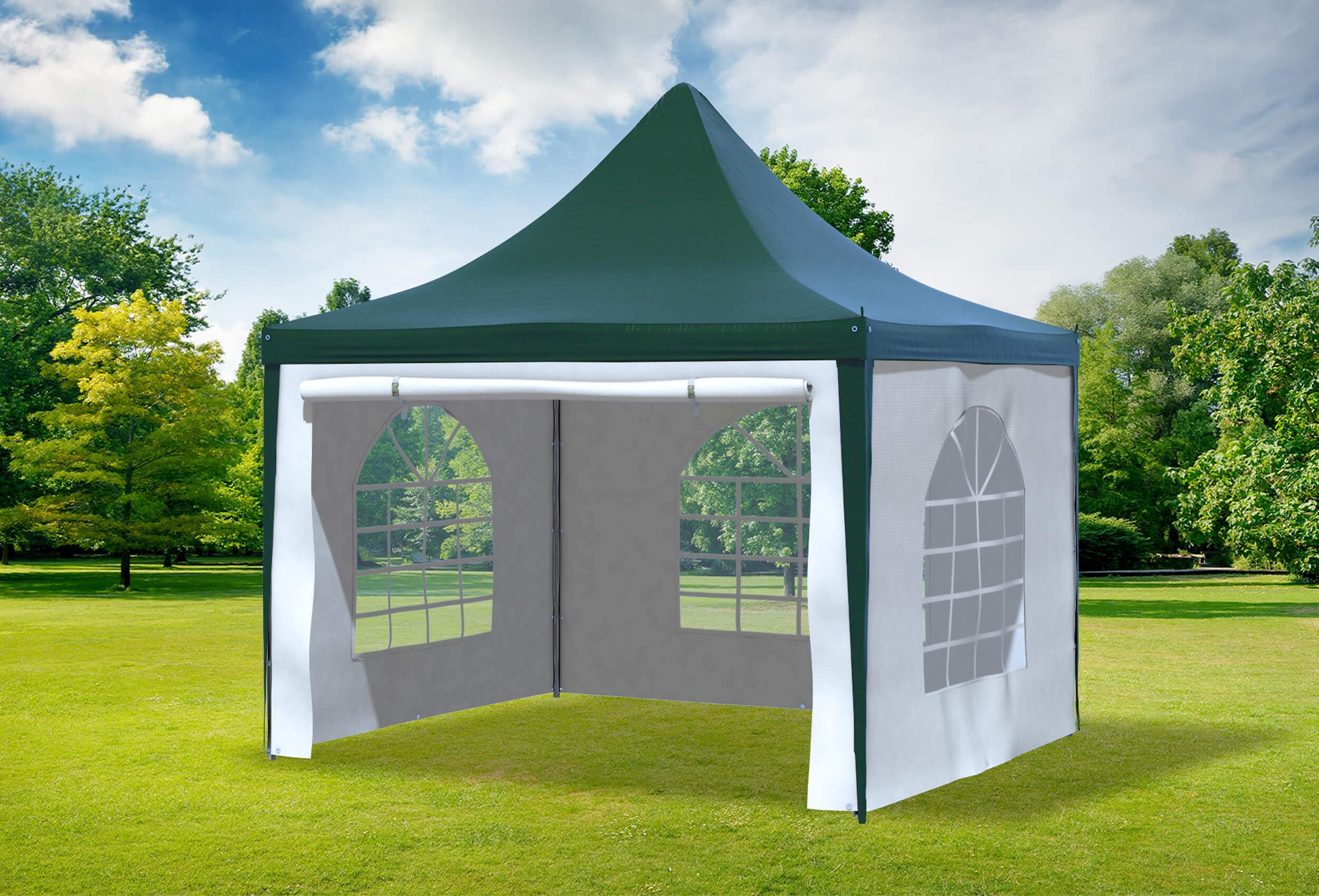 3x3 m Pavillon, PVC Arabica grün weiß