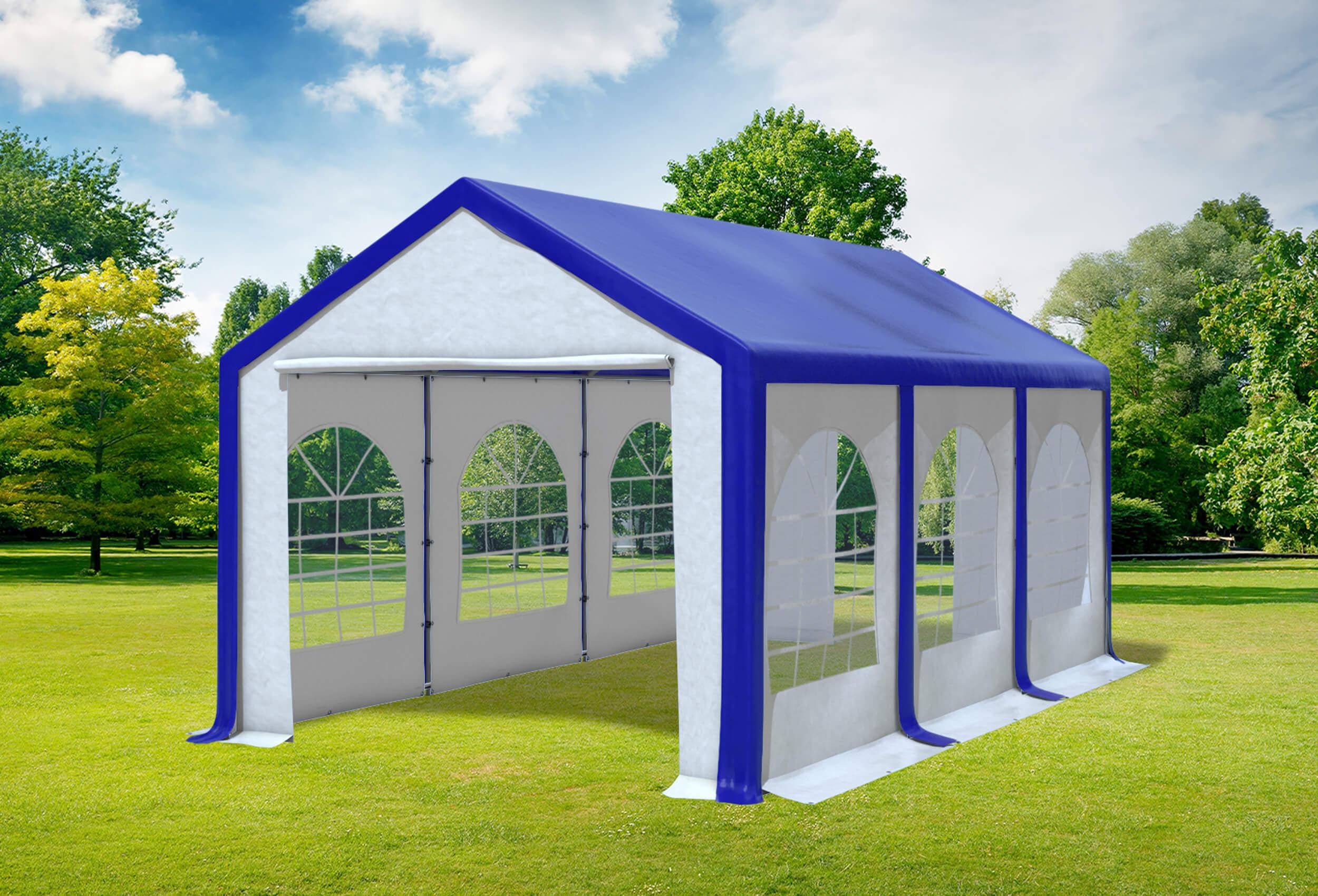 3x6 m Partyzelt, PVC blau weiß