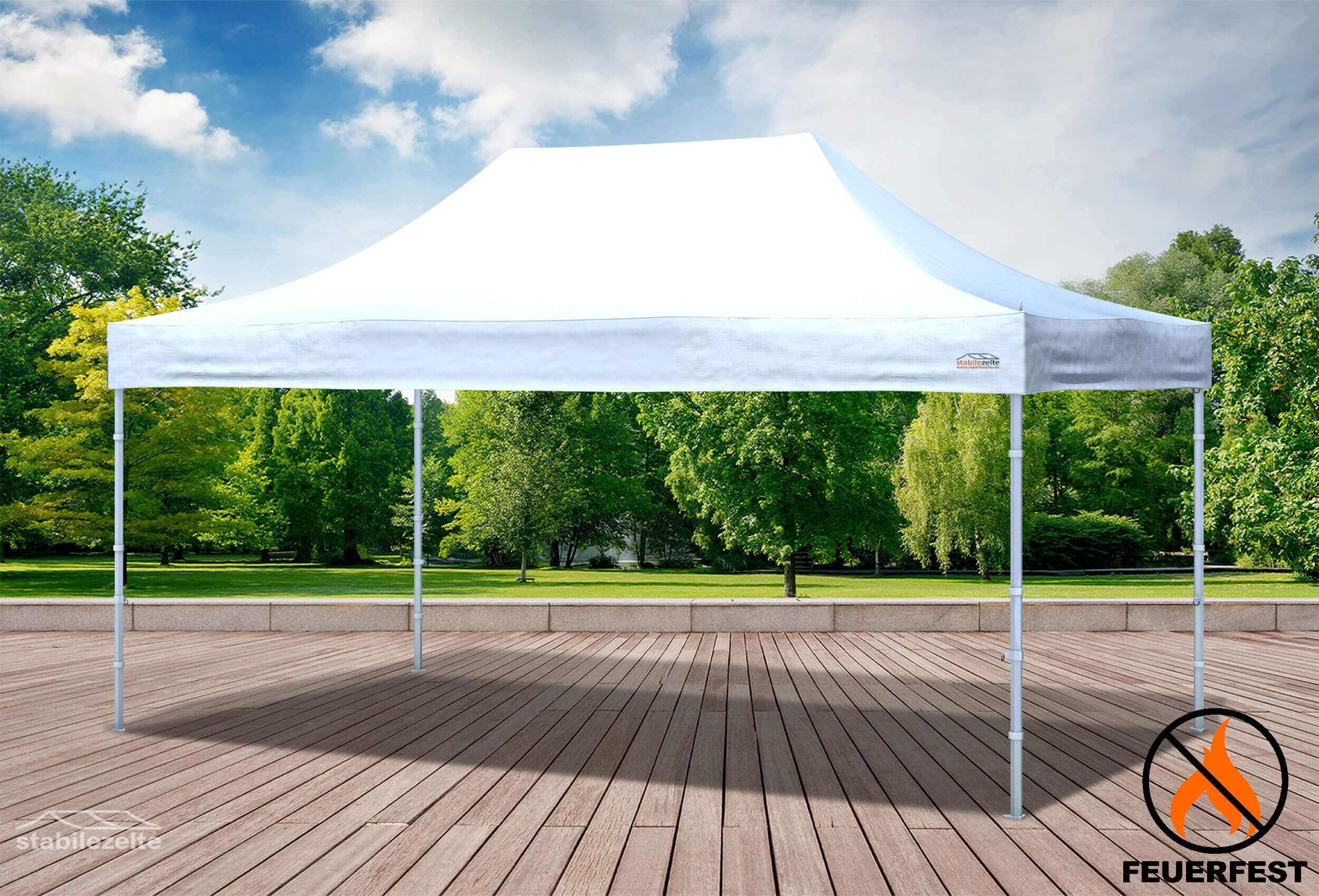 3x4,5 m Faltpavillon, PVC feuersicher weiß