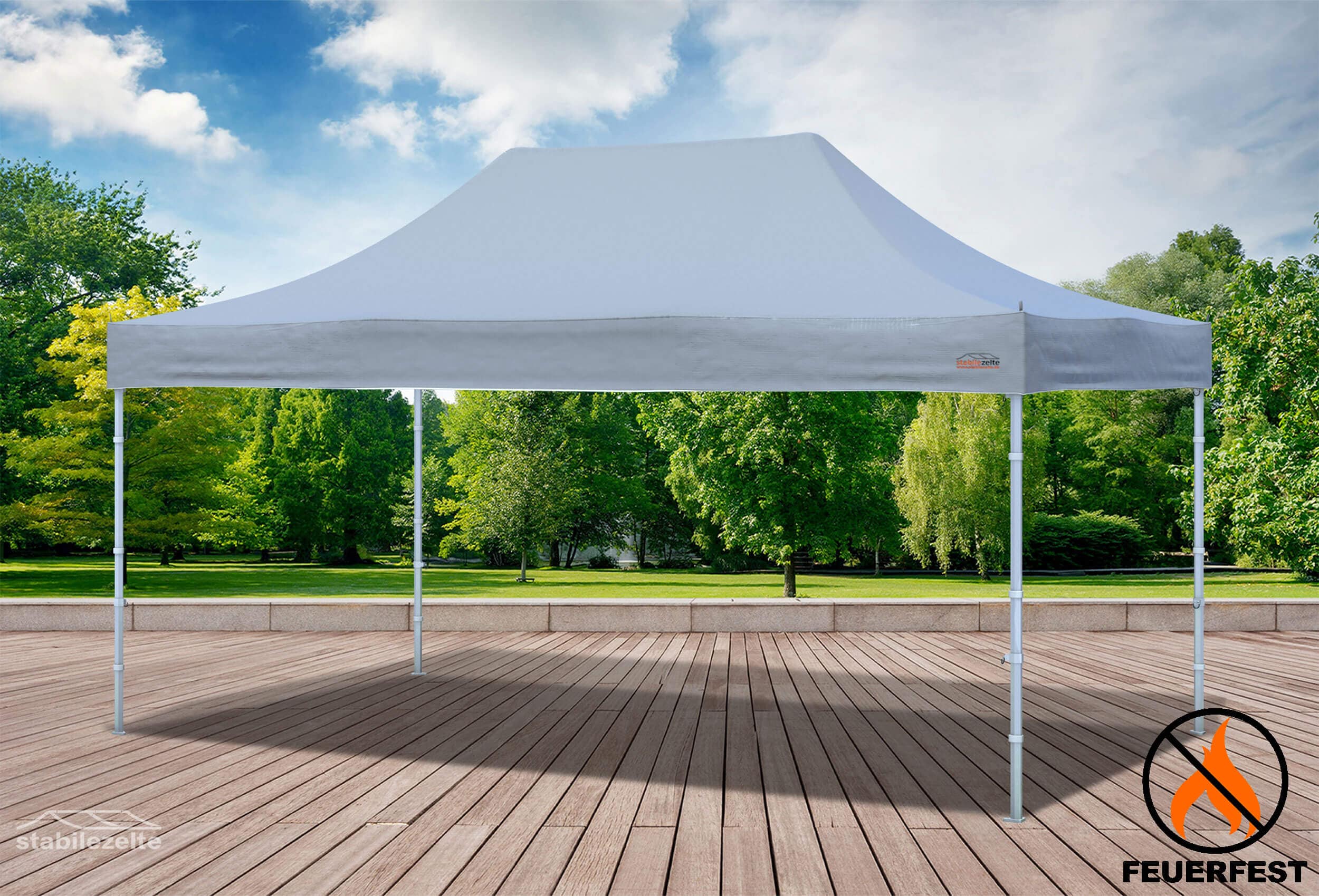 3x4,5 m Faltpavillon, PVC feuersicher grau