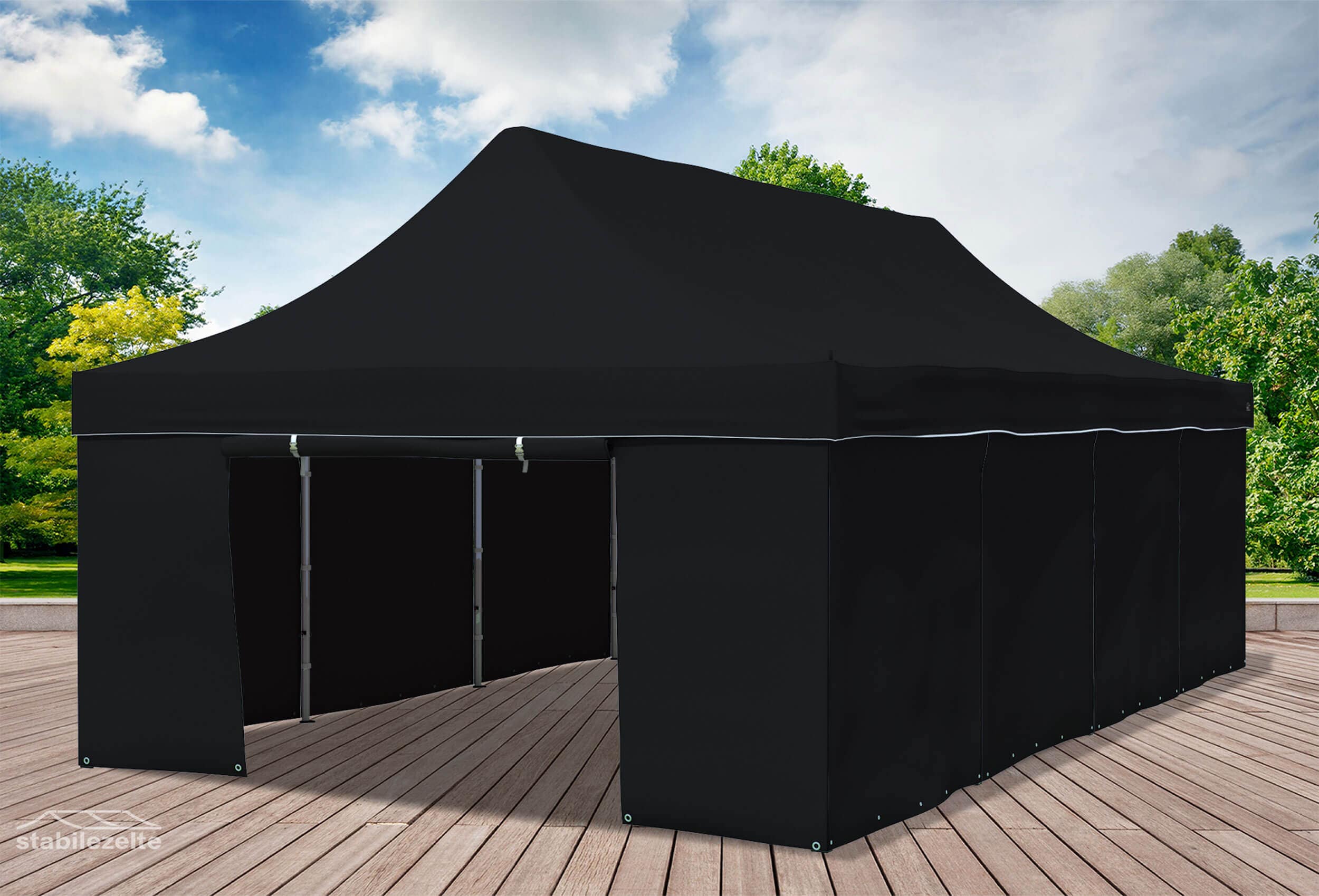 4x8 m Faltpavillon, schwarz