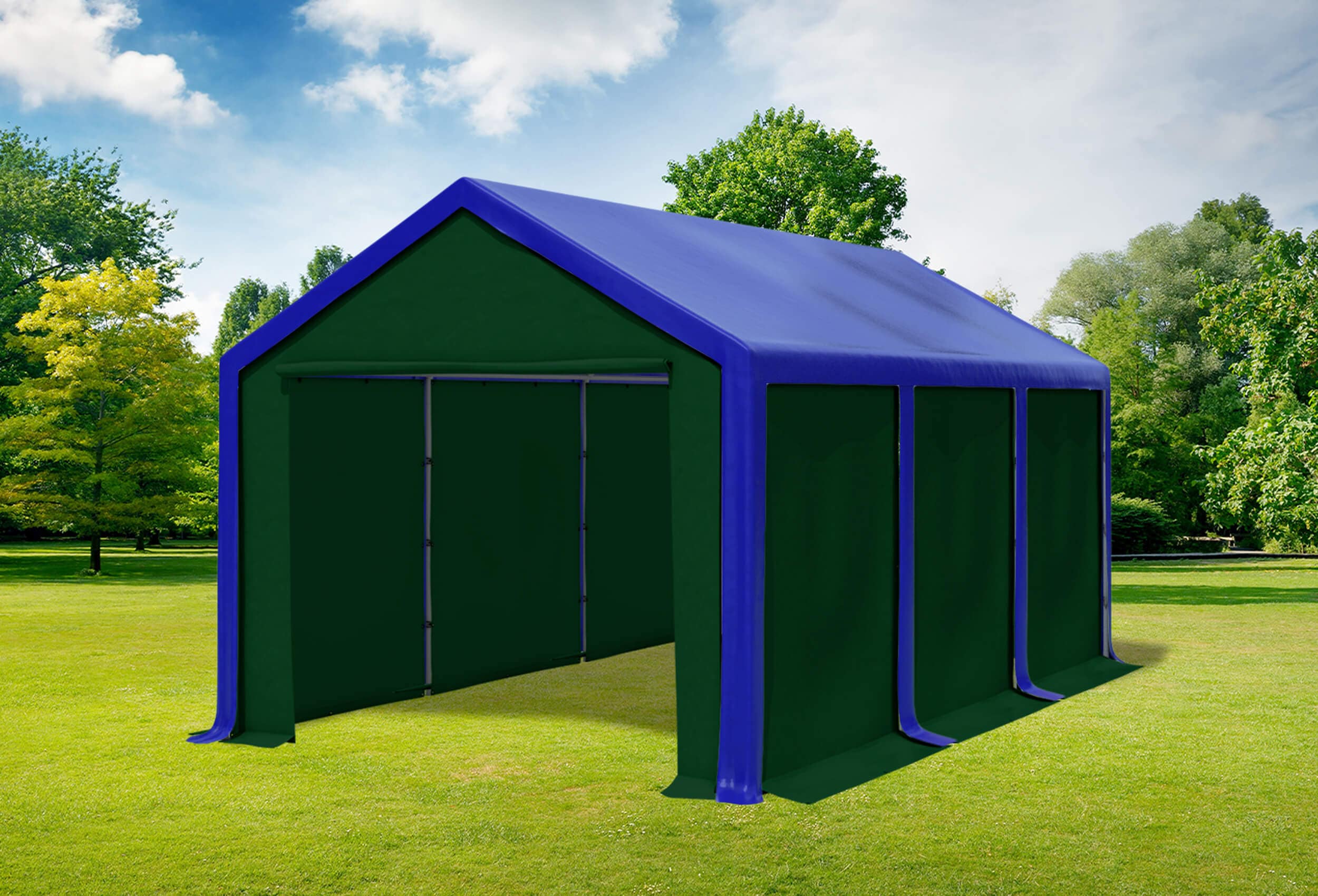 3x6 m Partyzelt, PVC blau grün