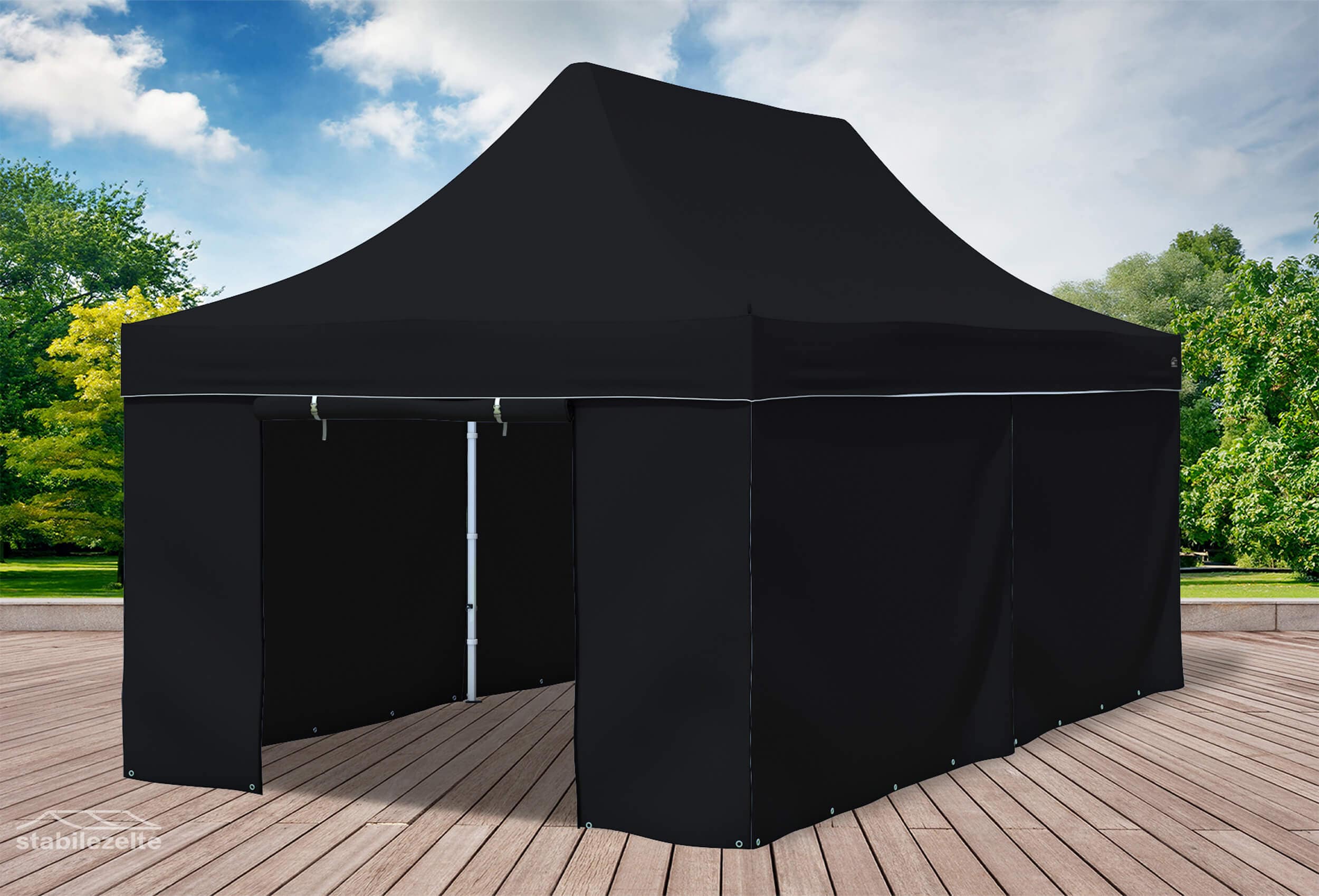 3x6 m Faltpavillon, schwarz