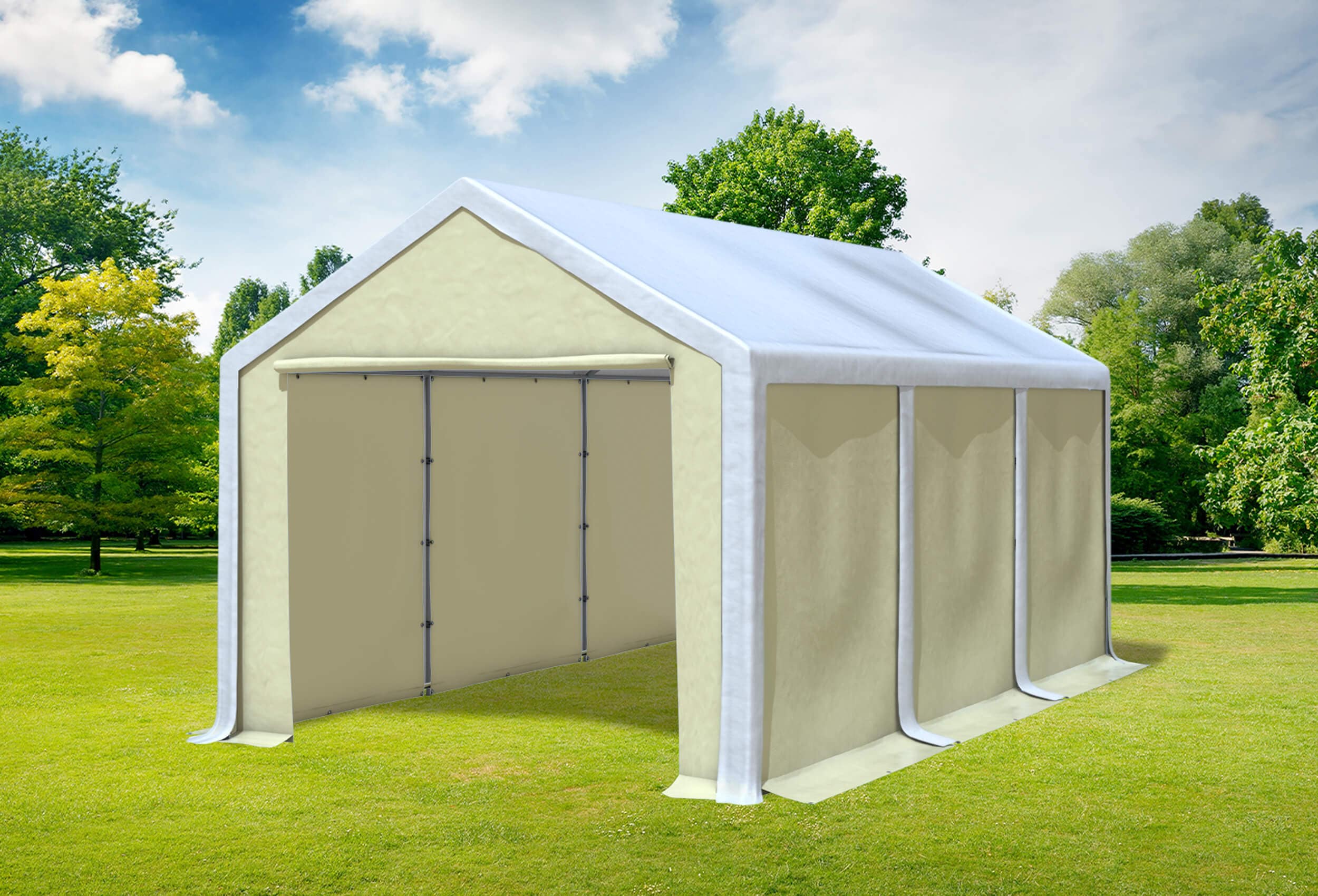 3x6 m Partyzelt, PVC weiß beige