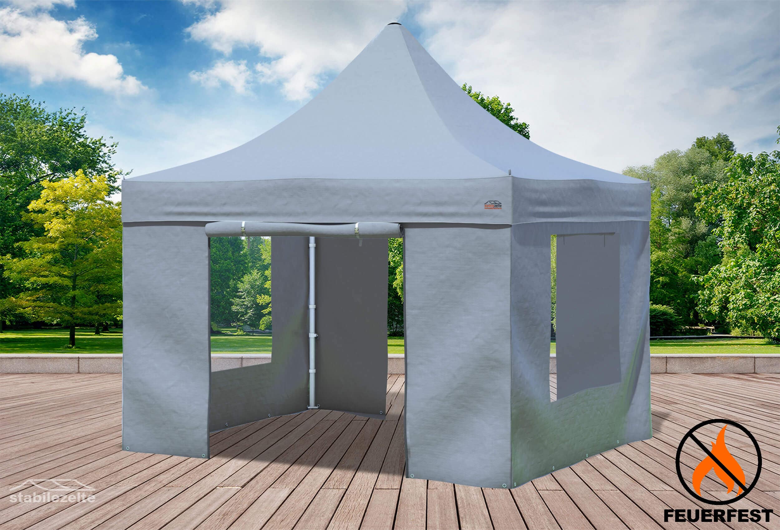 3x3 m Faltpavillon, PVC feuersicher grau