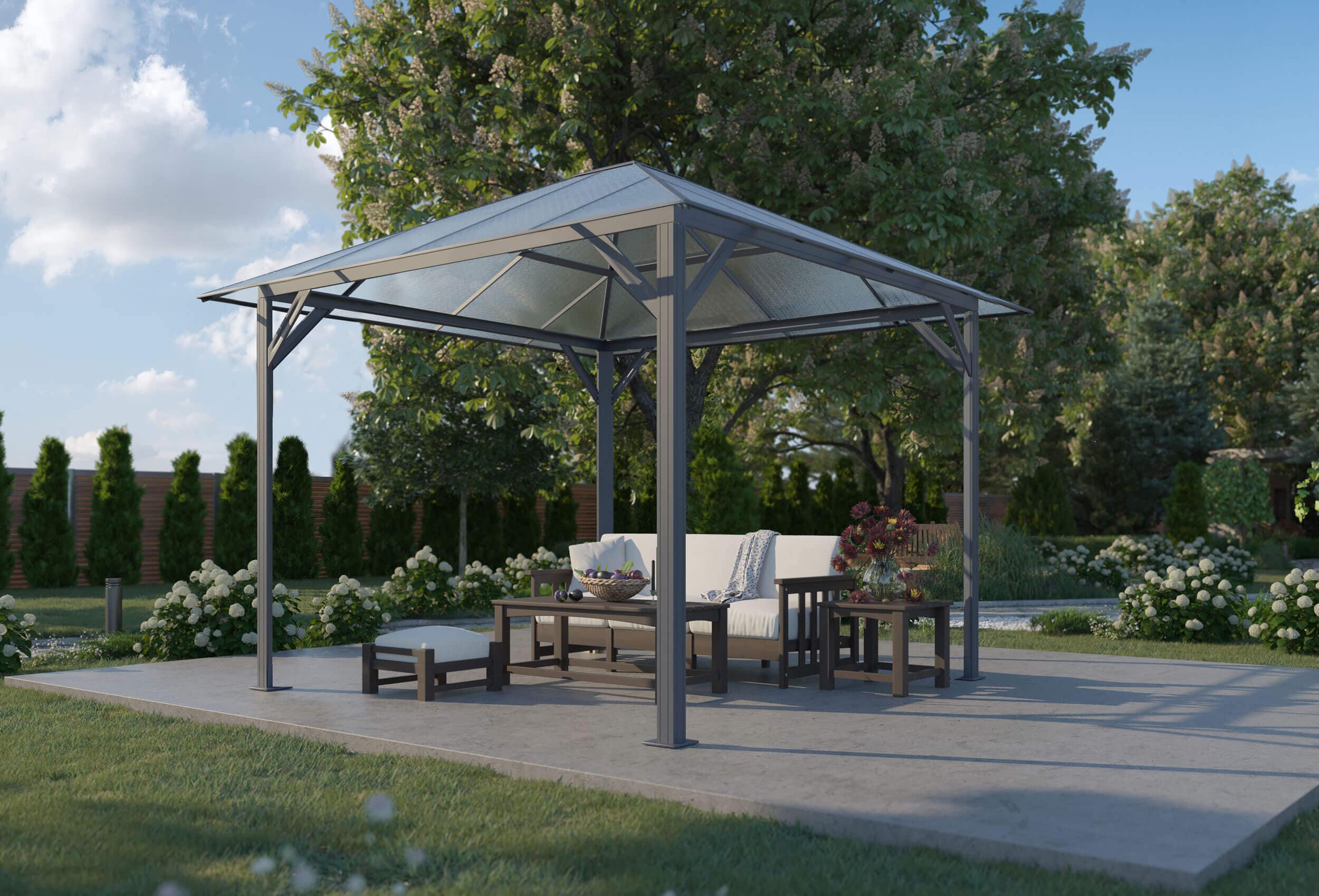 3x3 m Hardtop Pavillon Romance, ohne Seitenteile