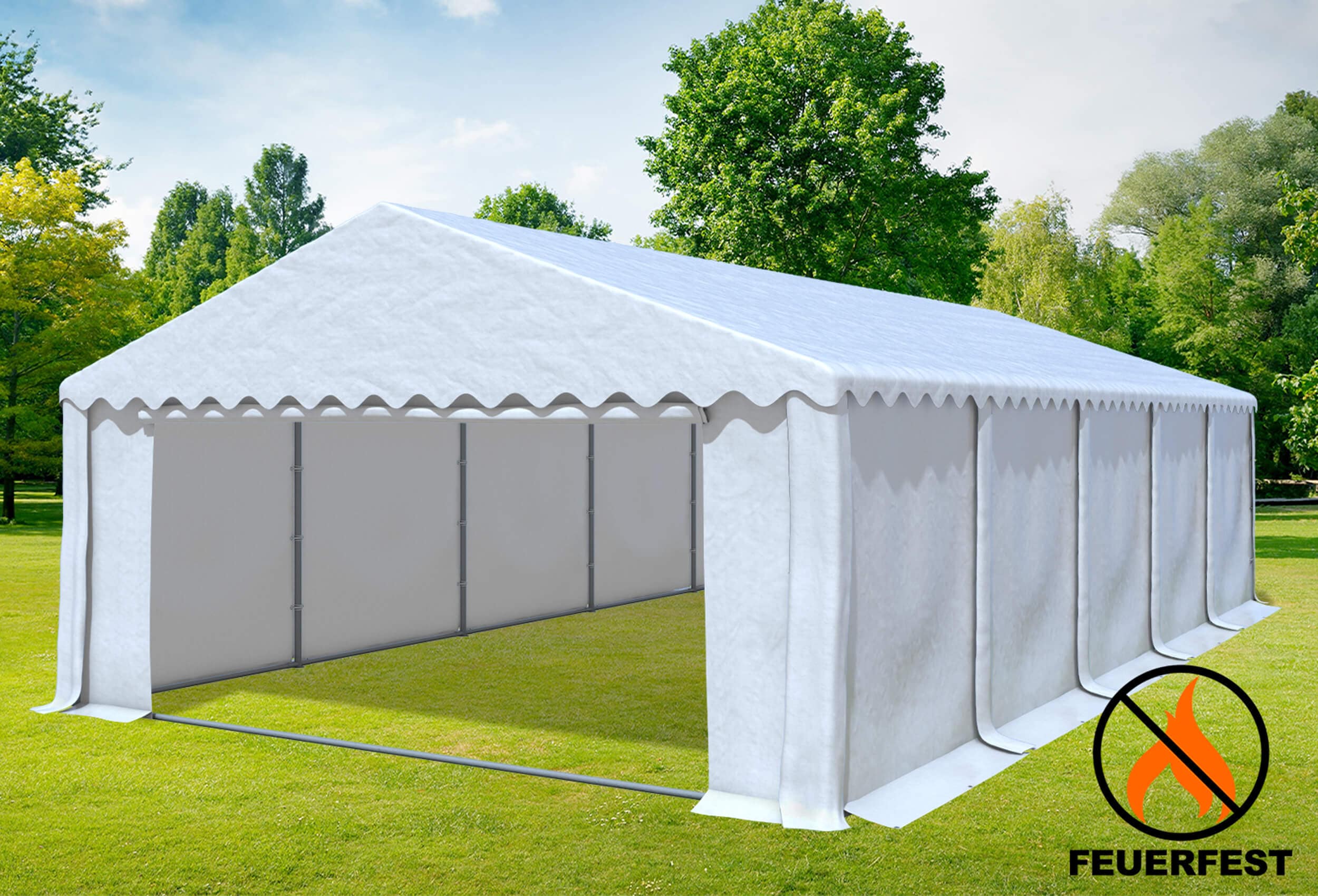 5x10 m Partyzelt, PVC feuersicher weiß