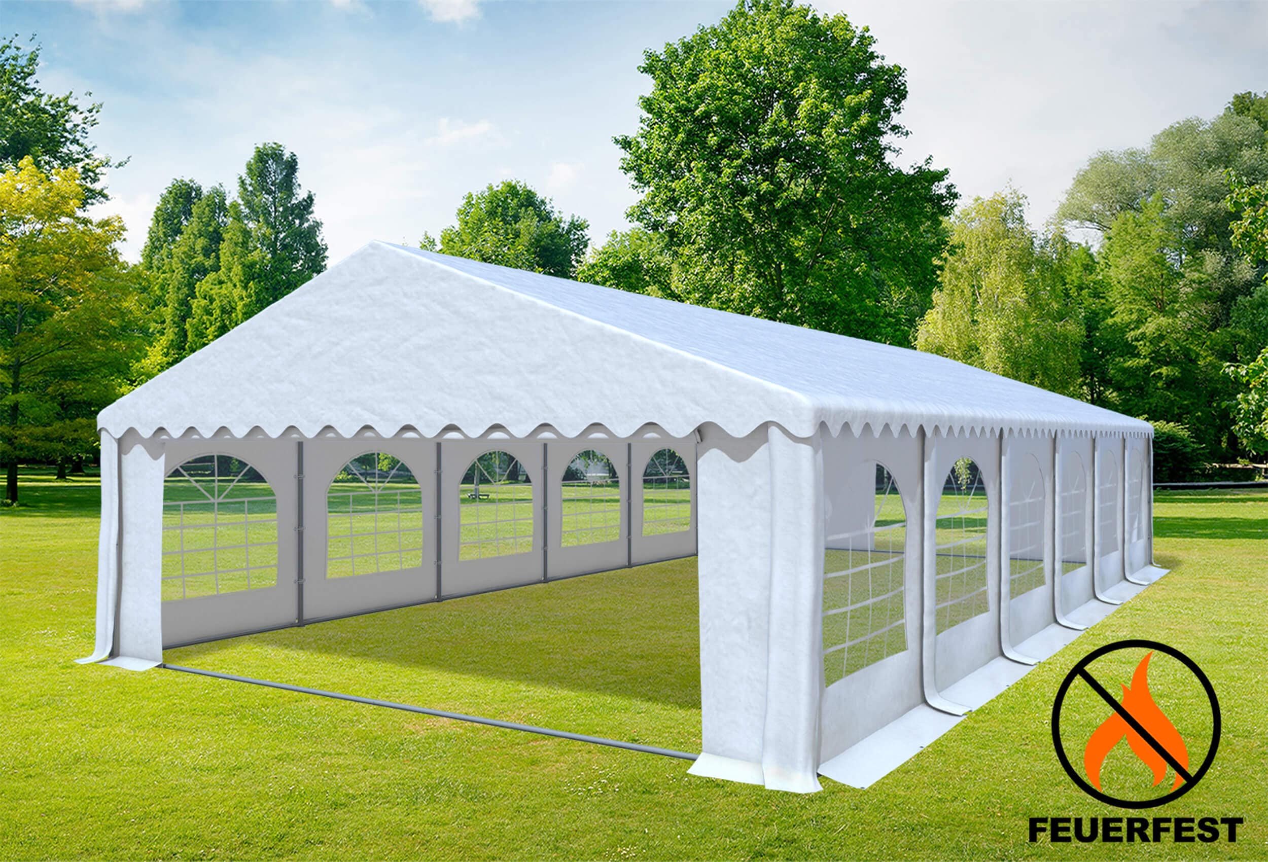 6x12 m Partyzelt, PVC feuersicher weiß