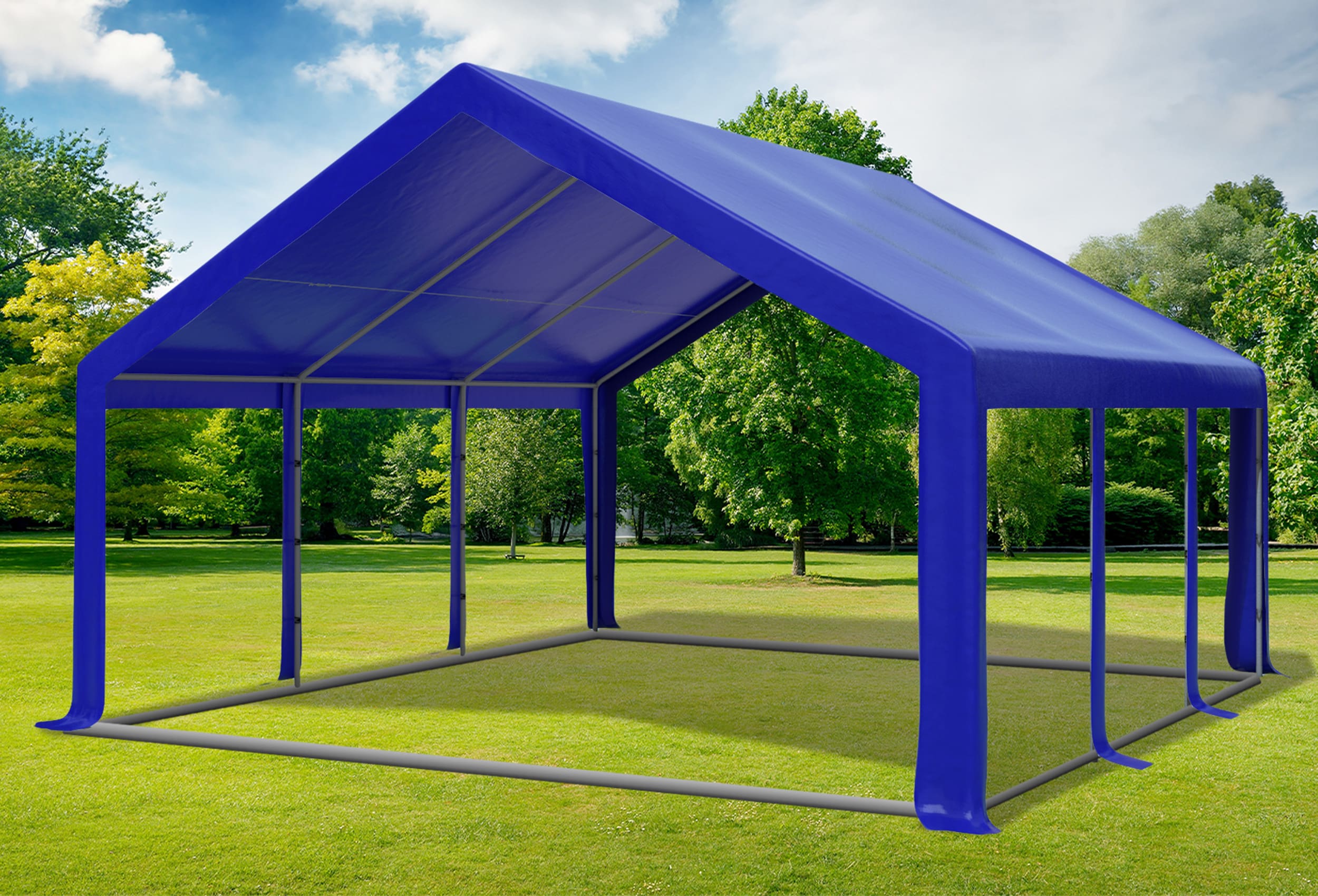 5x6 m Partyzelt, PVC blau