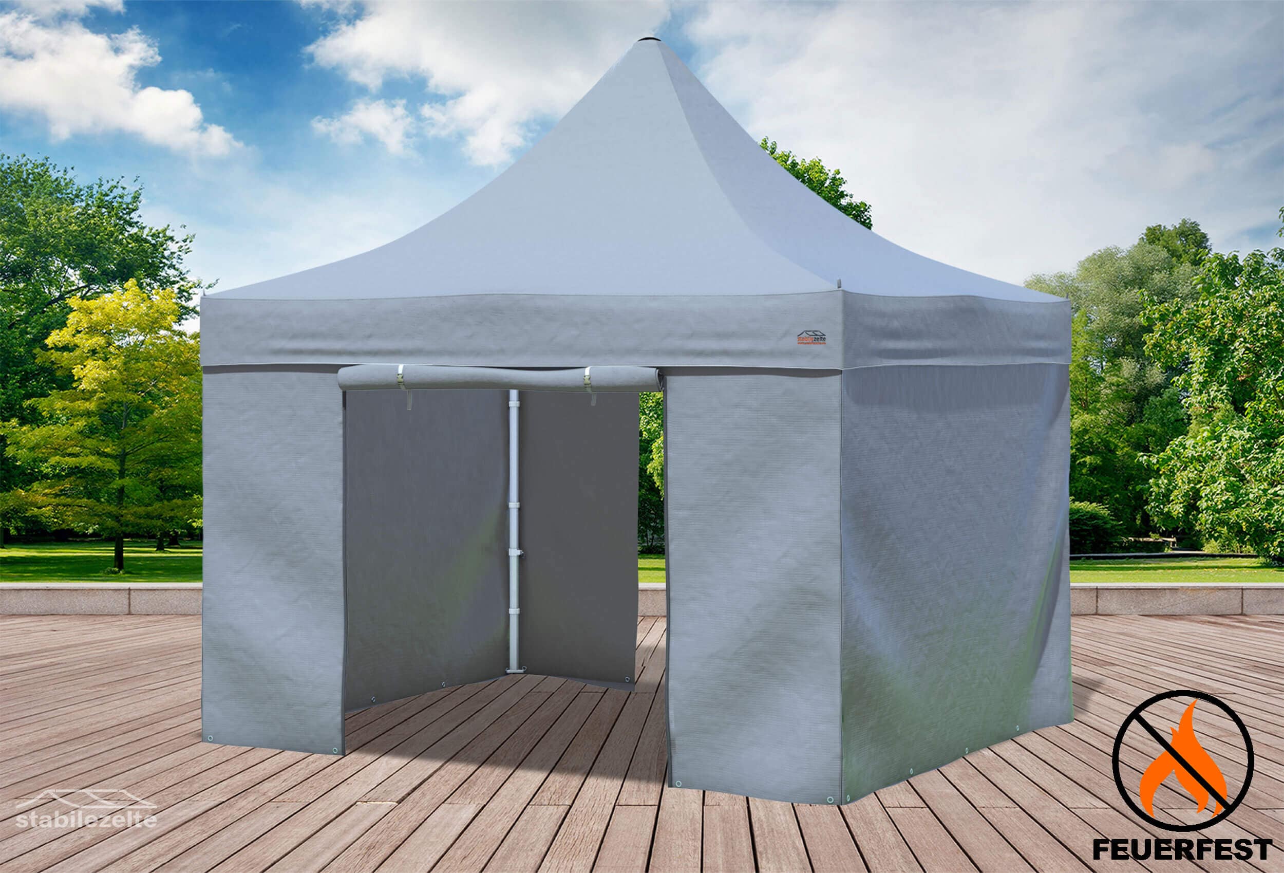 3x3 m Faltpavillon, PVC feuersicher grau