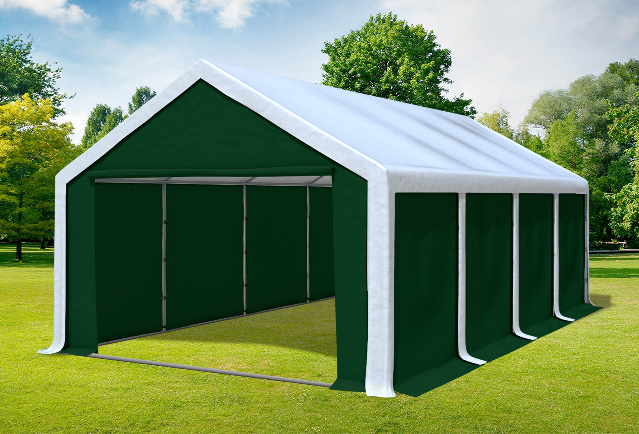 4x8 m Partyzelt, PVC weiß grün