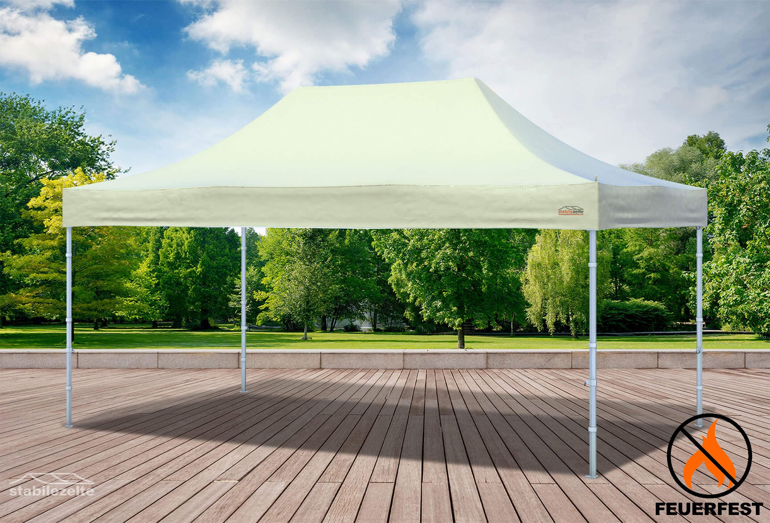 3x4,5 m Faltpavillon, PVC feuersicher beige