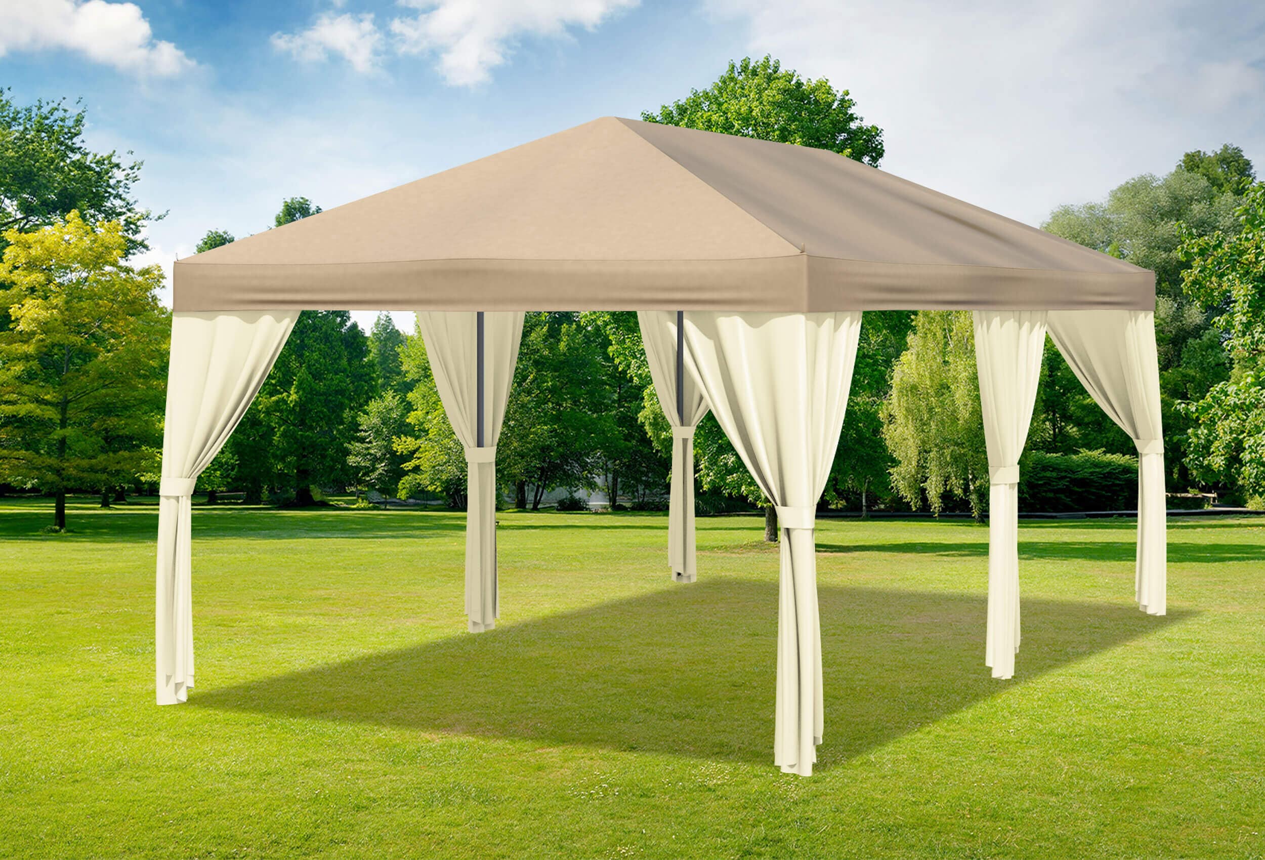 3x6 m Pavillon, Polyester PVC Sahara braun