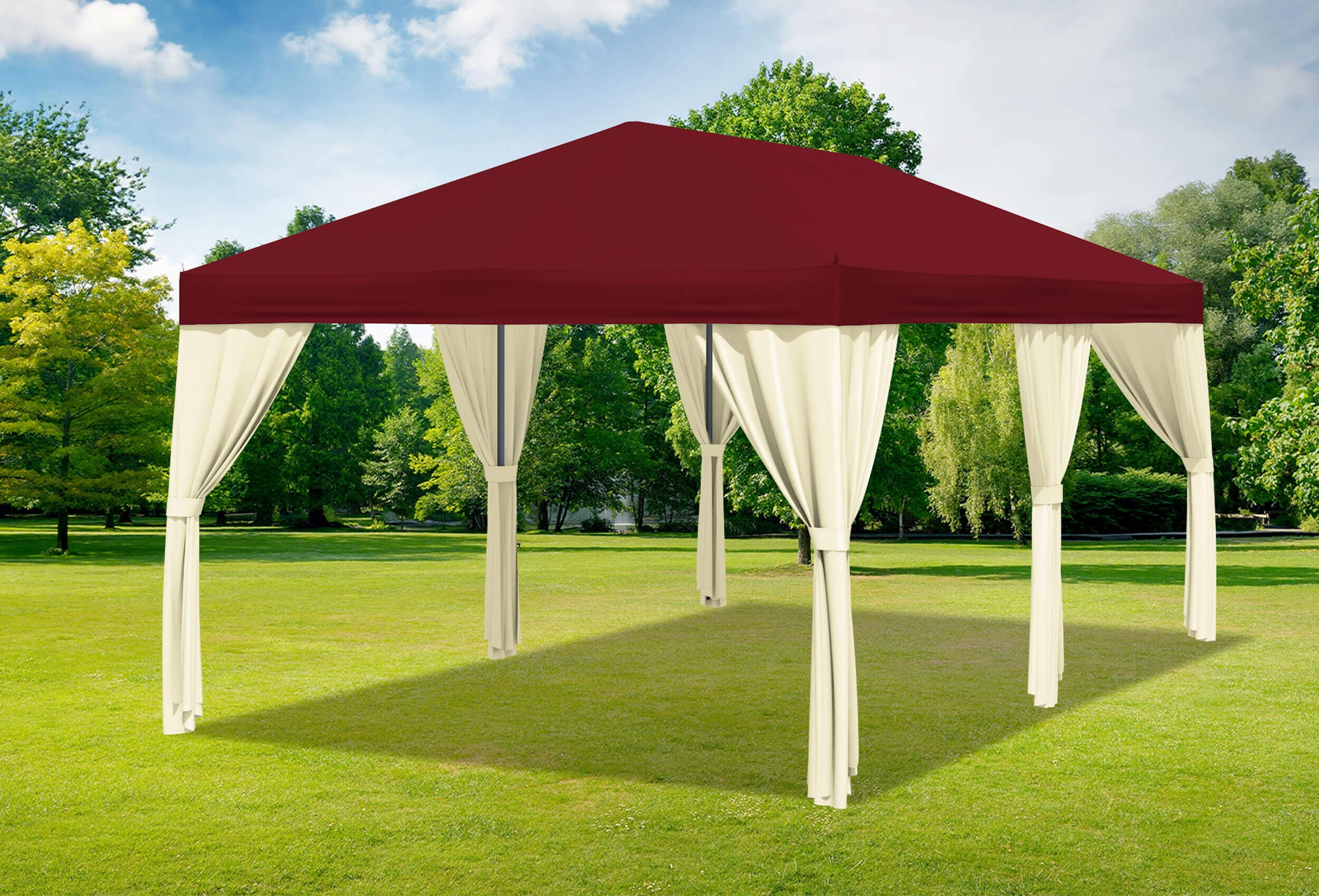 3x6 m Pavillon, Polyester PVC Sahara bordeaux