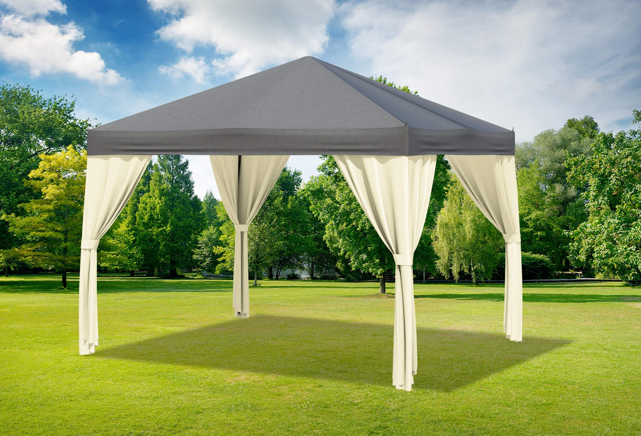 3x3 m Pavillon, Polyester PVC Sahara anthrazit